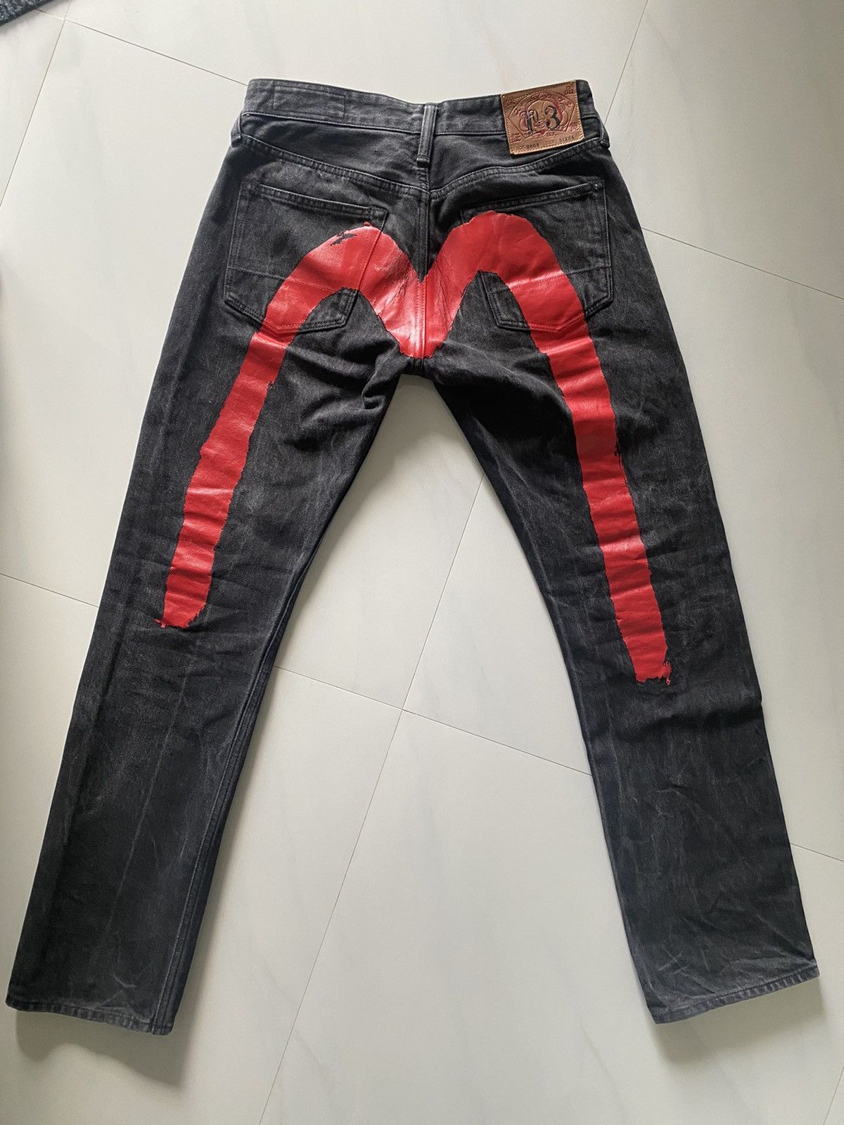 image of Evisu Diacock Selvedge Denim in Black, Men's (Size 31)