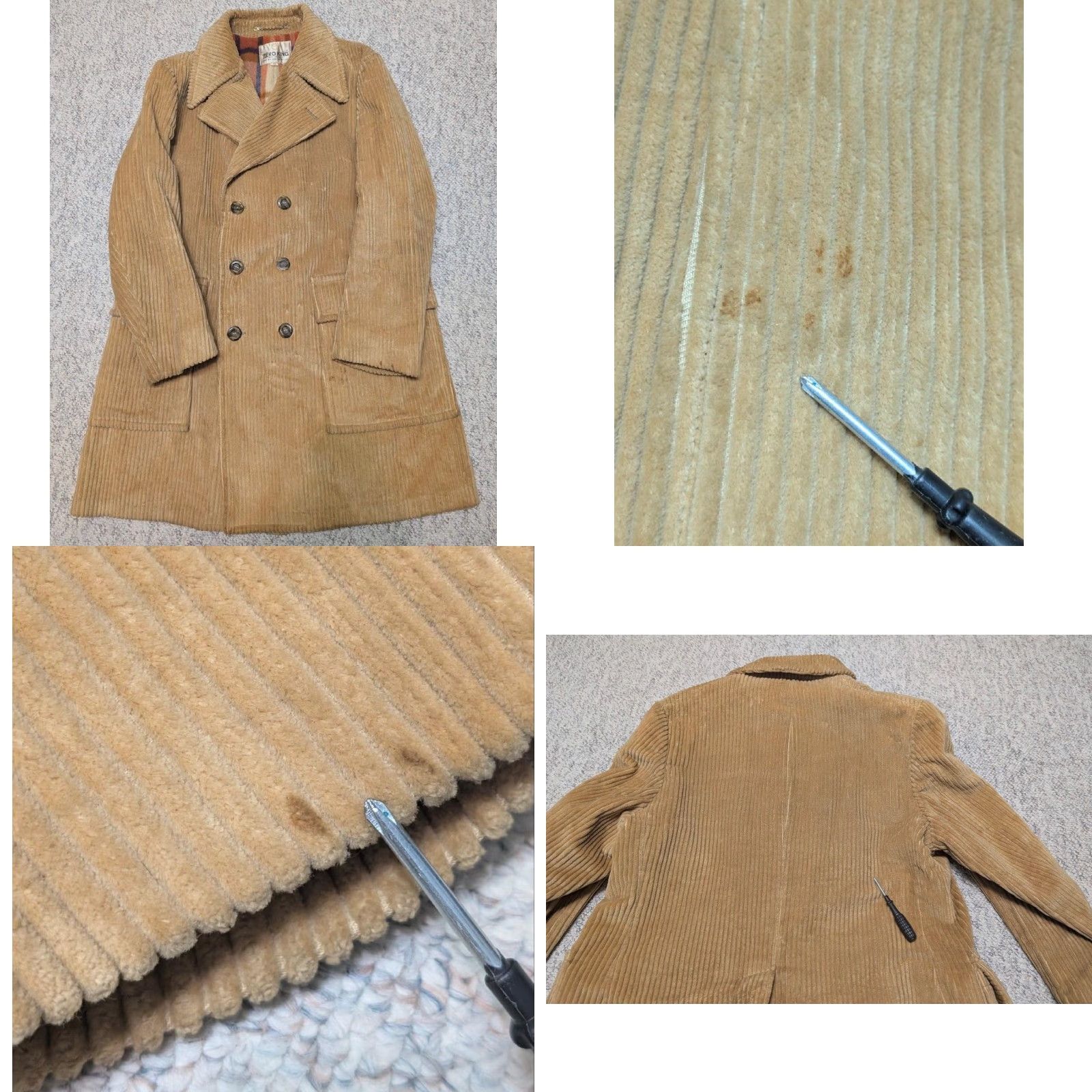 Doublet VINTAGE USA made CORDUROY double breasted 42 golden brown OVERCOAT jacket 1970s Mens Size US L / EU 52-54 / 3 - 8 Thumbnail