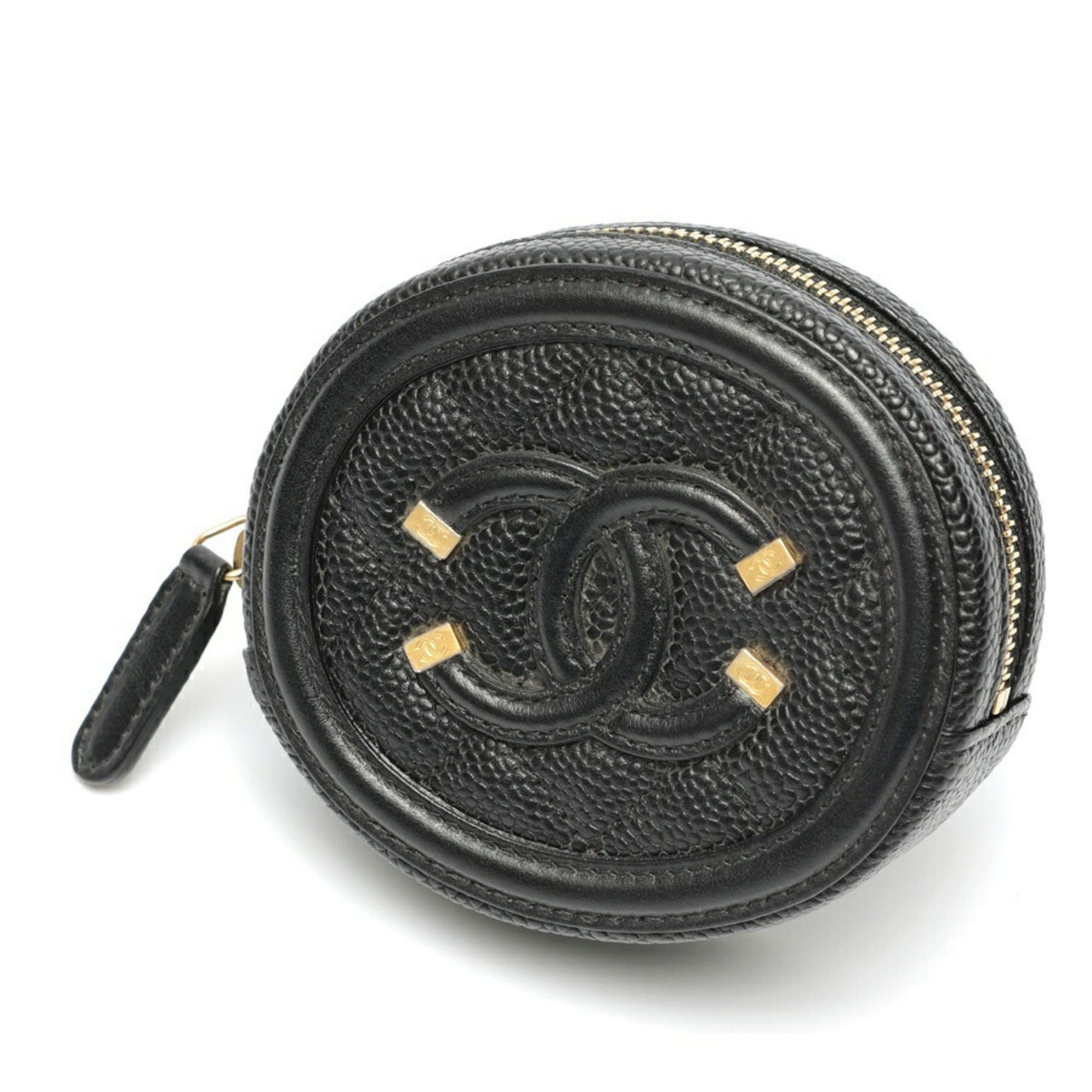 Chanel CHANEL CC Filigree Coin Case A81458 in Black Caviar Leather Size ONE SIZE - 1 Thumbnail