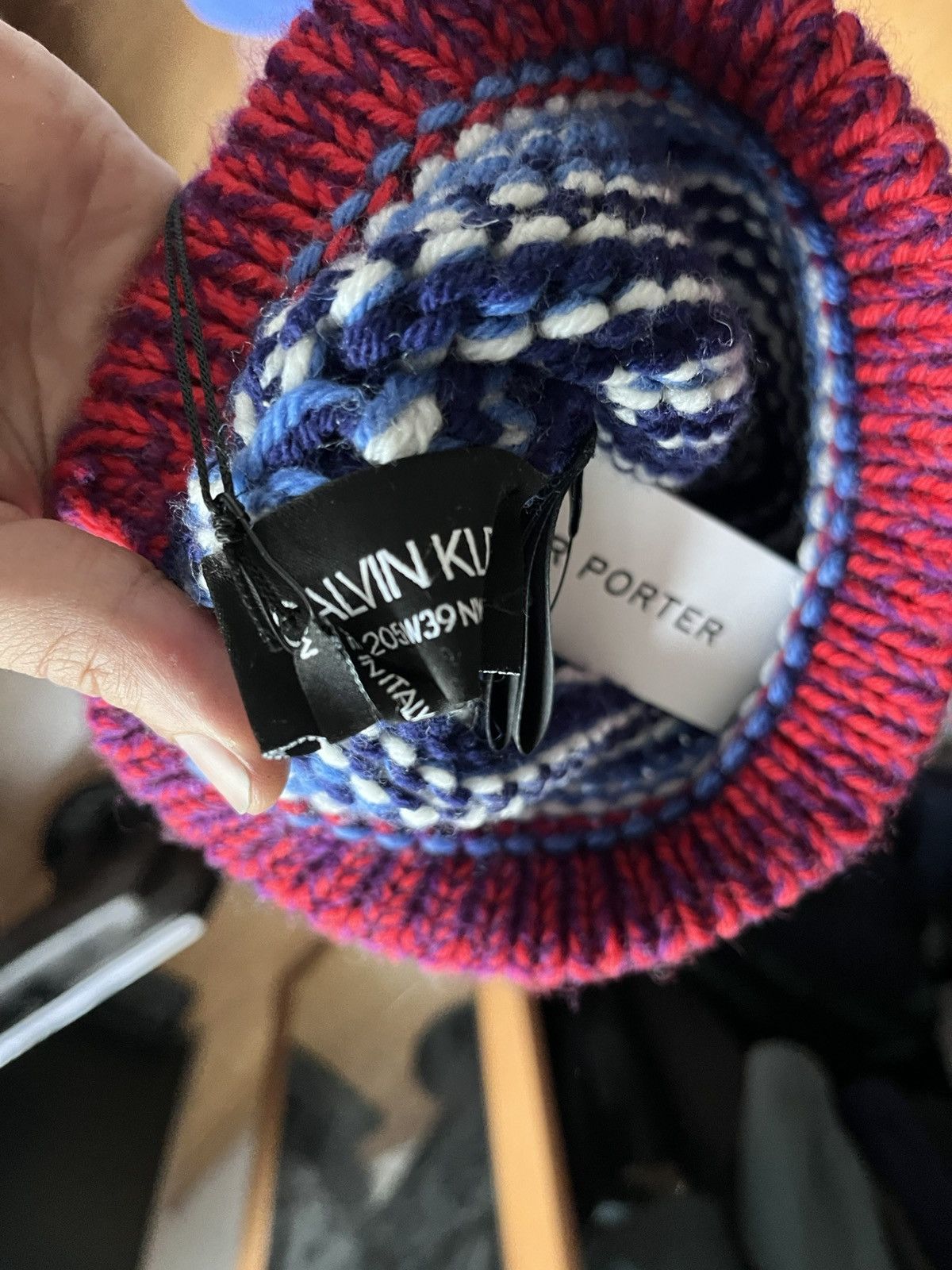 Calvin Klein 205W39NYC Blue Striped Wool Balaclava Size ONE SIZE - 3 Thumbnail