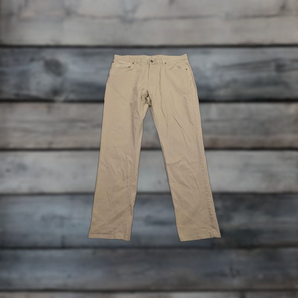 Footjoy FootJoy Pants Mens 38x32 Khaki Chino Stretch Regular Straight Leg 5-Pocket Denim Rise Mid 10-12in Flat Front Zipper Button Casual Size US 38 / EU 54 - 1 Thumbnail