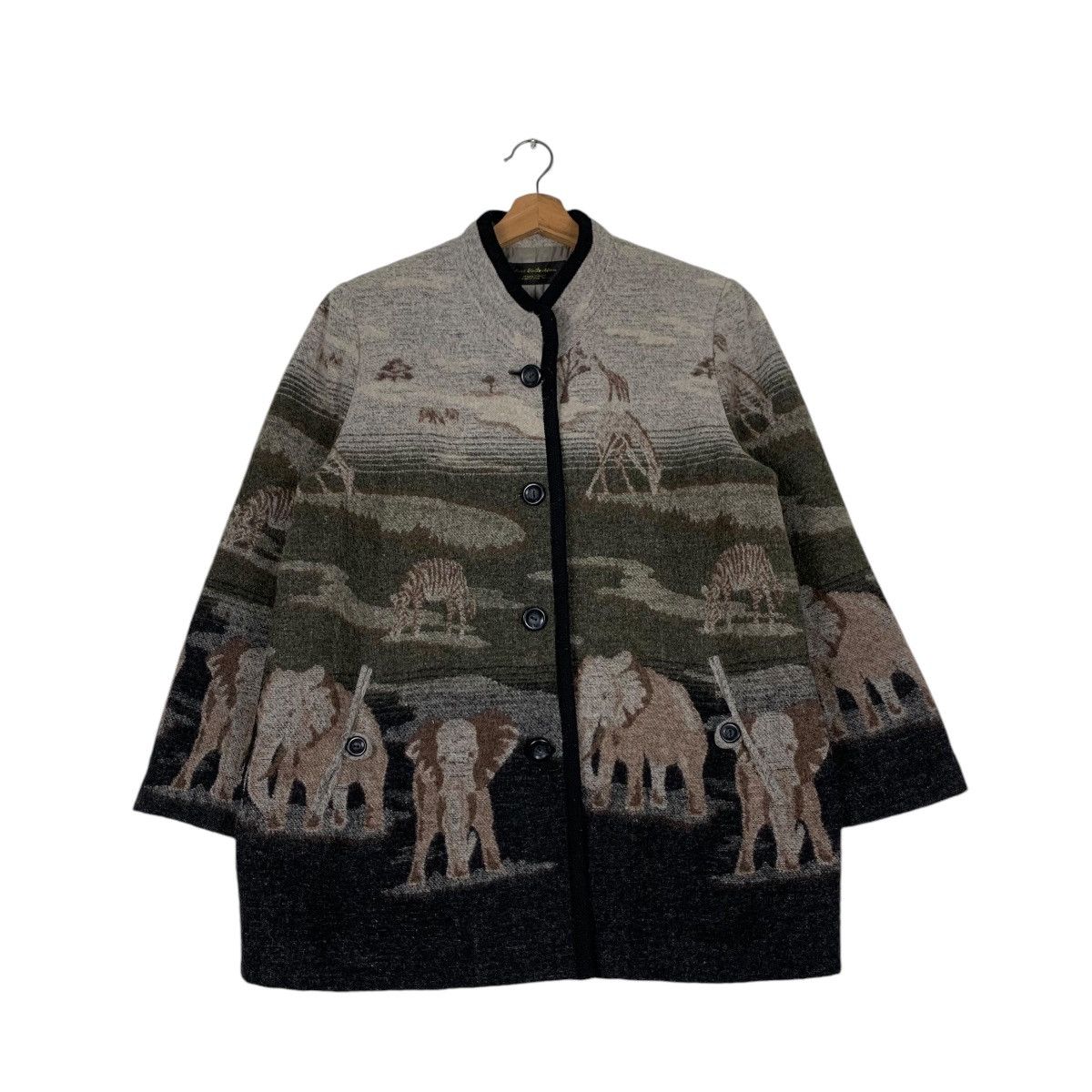 Vintage Vintage 90's Animal Graphic Print Wool Coat Jacket #1275-C57 Size US M / EU 48-50 / 2 - 1 Thumbnail