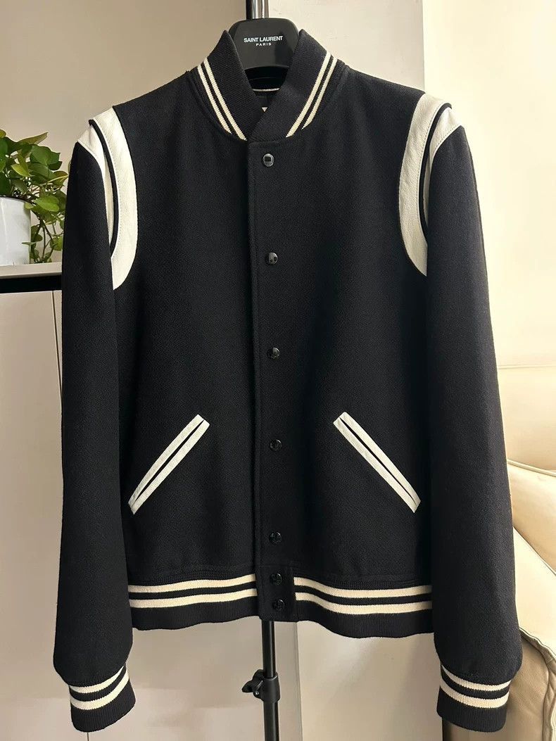 Saint Laurent Paris Classic Saint Laurent Black and White Varsity Jacket-2508 Size US L / EU 52-54 / 3 - 1 Thumbnail