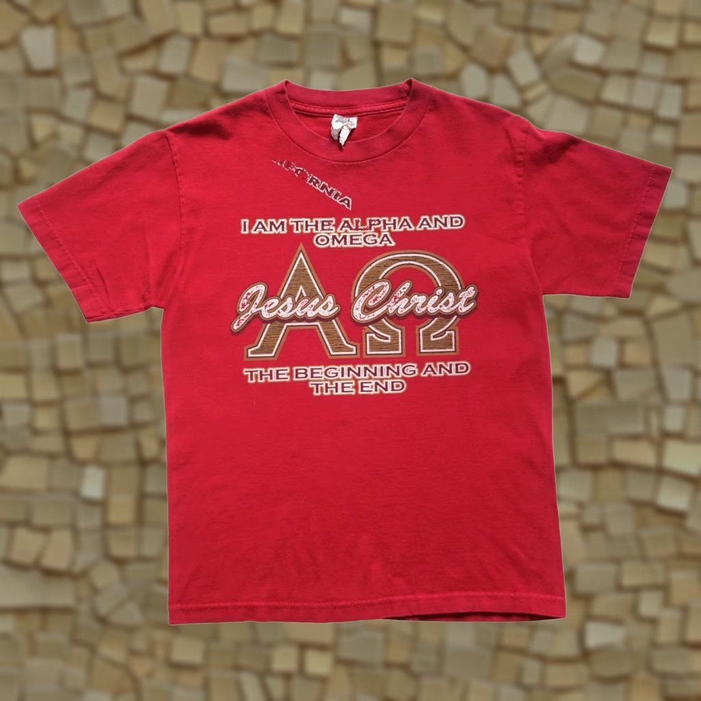 Omega VINTAGE 90s ALPHA OMEGA JESUS CHRIST CALIFORNIA GOD RED GRAPHIC T SHIRT SZ S MEN Size US S / EU 44-46 / 1 - 1 Thumbnail