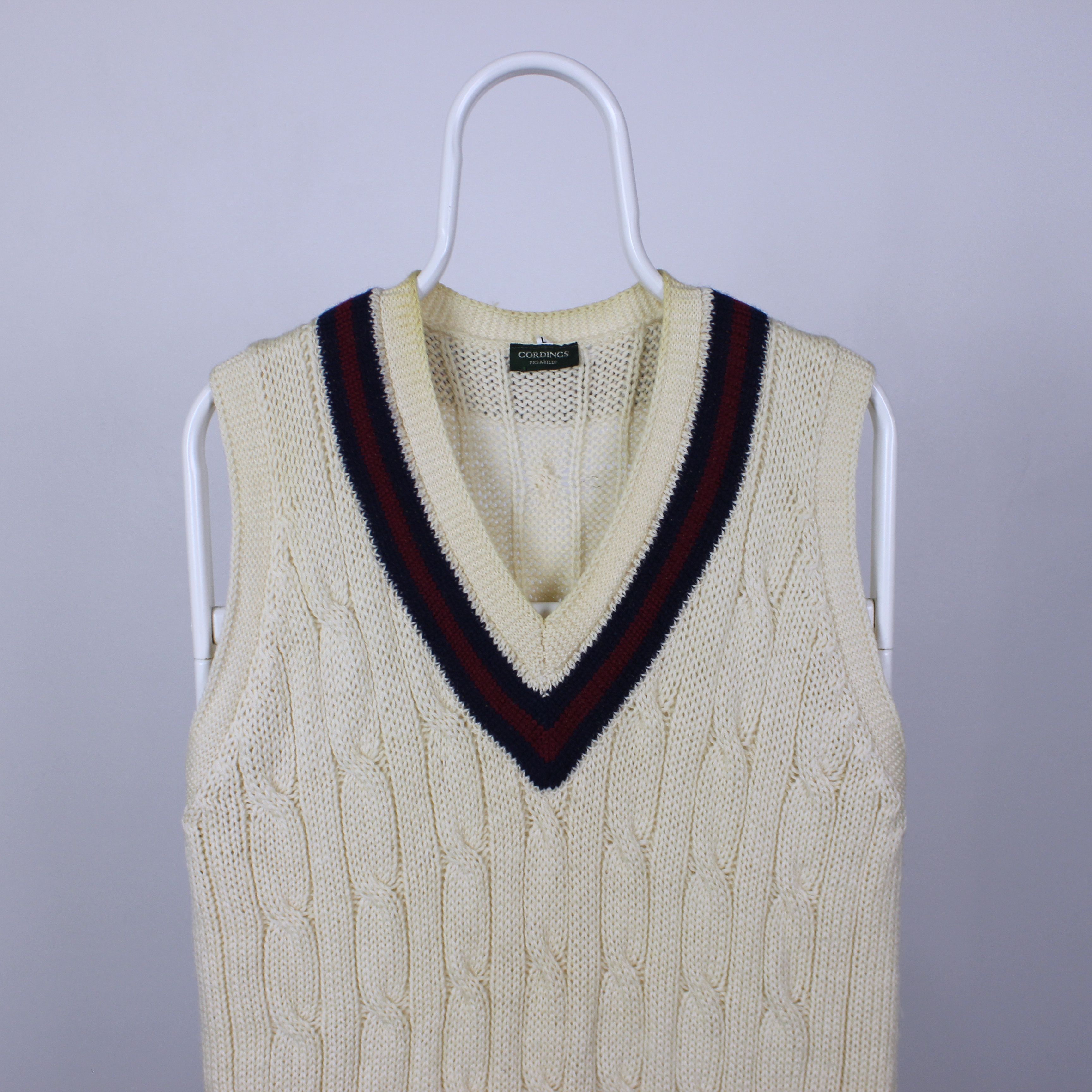 Vintage Cordings of Picadilly vest men wool heavy L beige cream Size US L / EU 52-54 / 3 - 4 Thumbnail