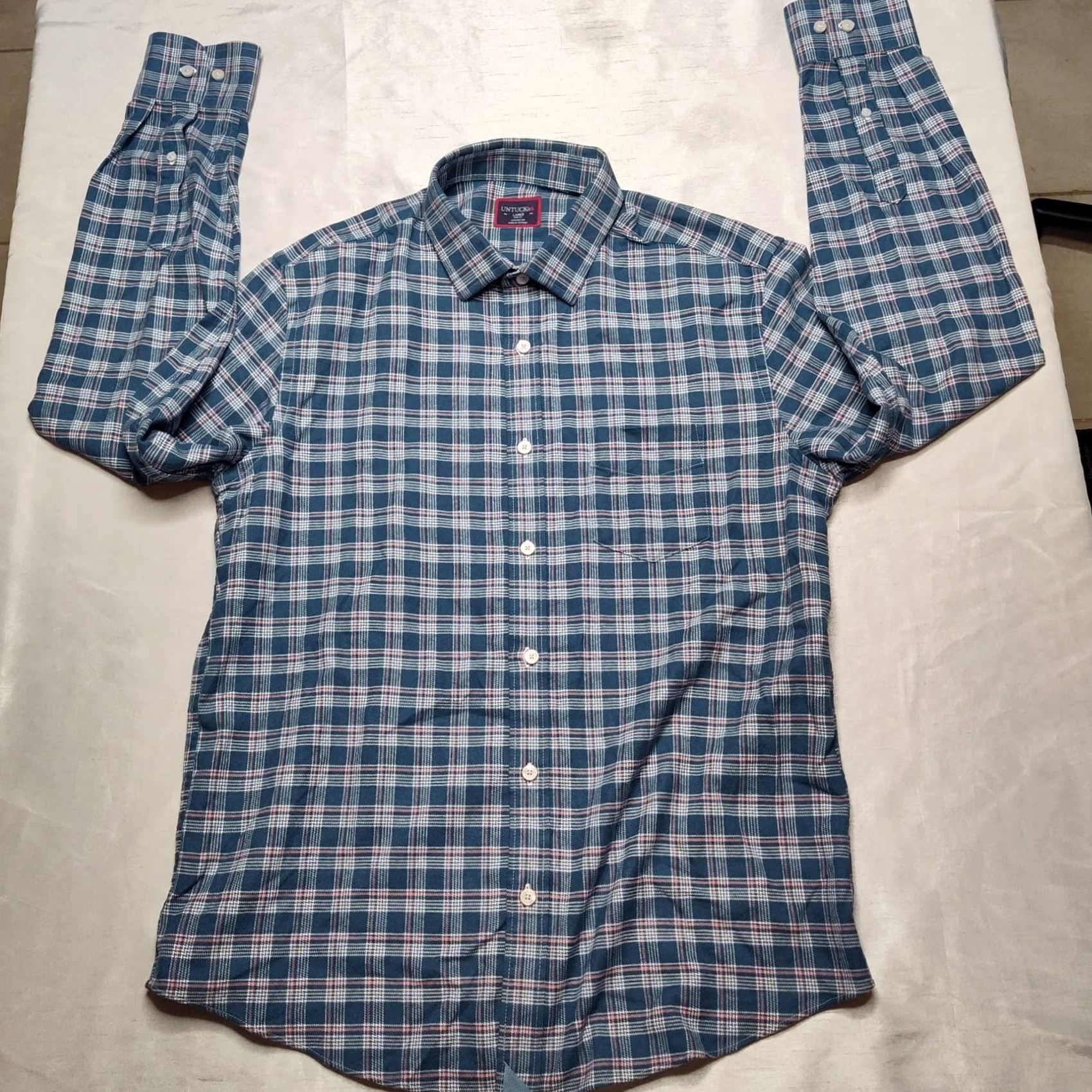 UNTUCKit UNTUCKit Balthazar Men L Blue Plaid Slim Fit Cotton Flannel Shirt Size US L / EU 52-54 / 3 - 5 Thumbnail