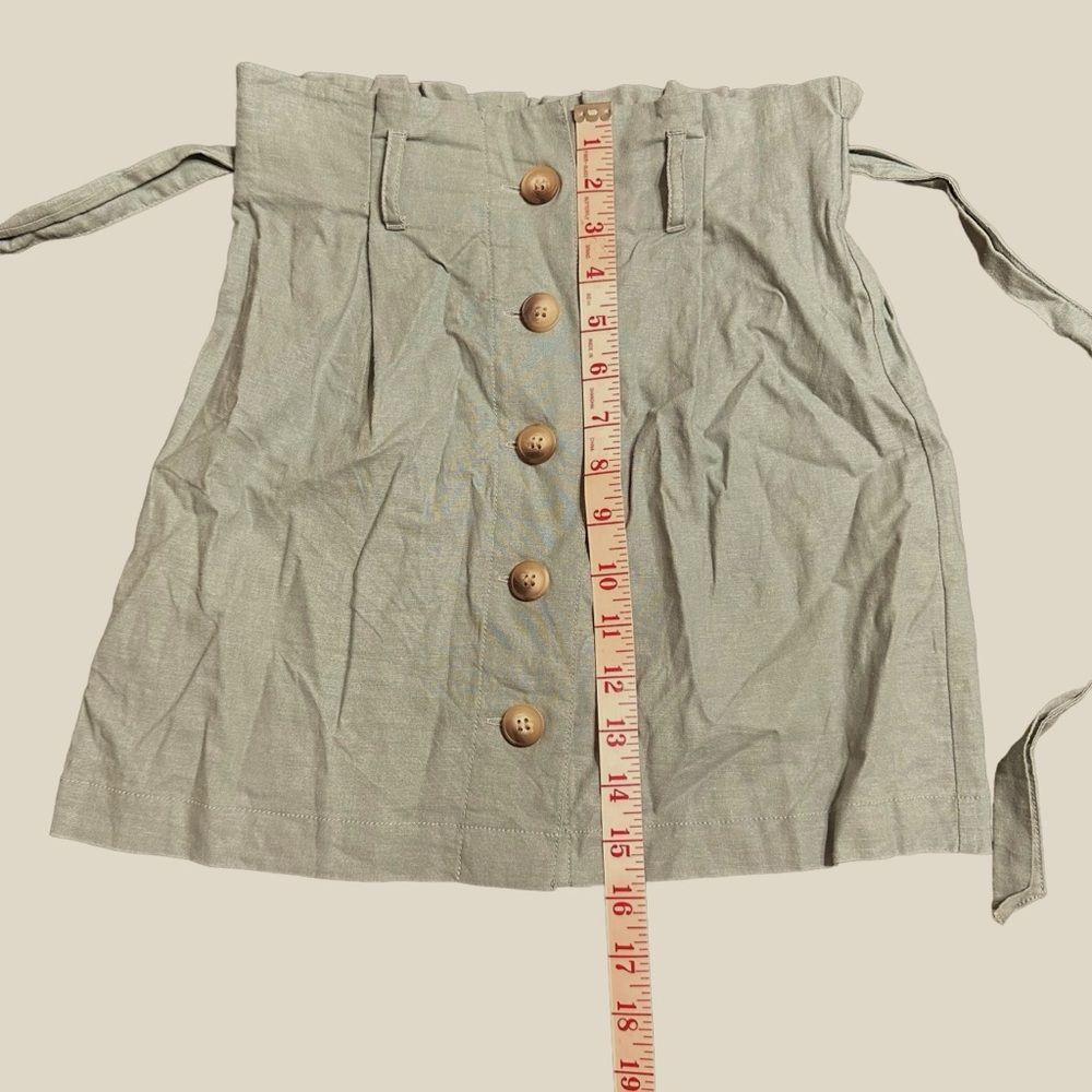 Topshop Topshop Pale Mint Green Linen Paper Bag Button up Mini Skirt Size 26" / US 2 / IT 38 - 7 Thumbnail