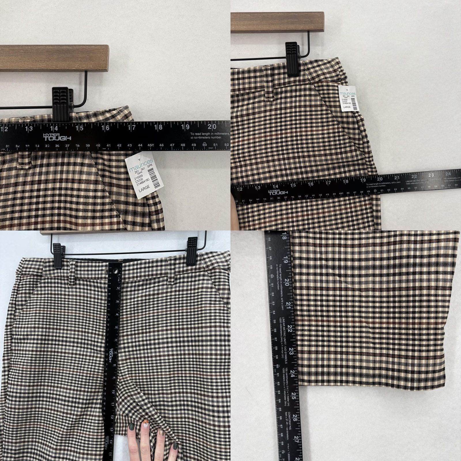 Vintage Maurices Pants Womens Large Brown Plaid Straight Crop Bengaline High Rise Ankle Size 36" / US 14 / IT 50 - 8 Thumbnail