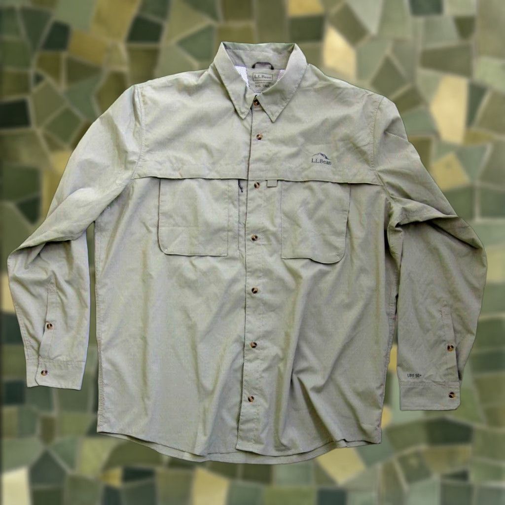 Vintage L.L. Bean Nylon Stretch Green Zip Pocket Button Down Long Sleeve Pack Shirt XXL Size US XXL / EU 58 / 5 - 1 Thumbnail