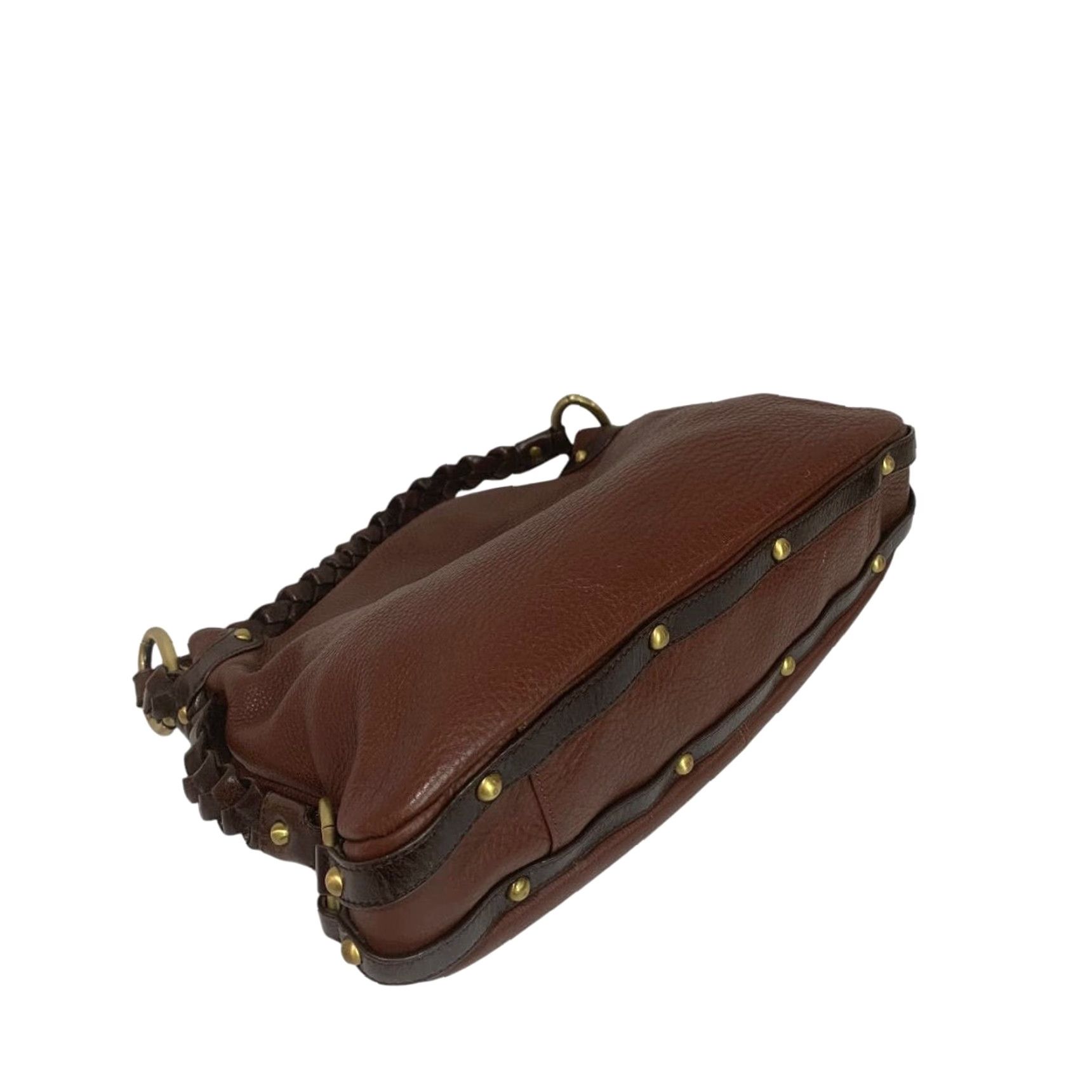 Vintage Borsetta Milano Brown Pebbled Leather Braided Strap Handbag Women Leather Bag 14" x 11" x 3.5" 6" Strap Drop Size ONE SIZE - 6 Thumbnail