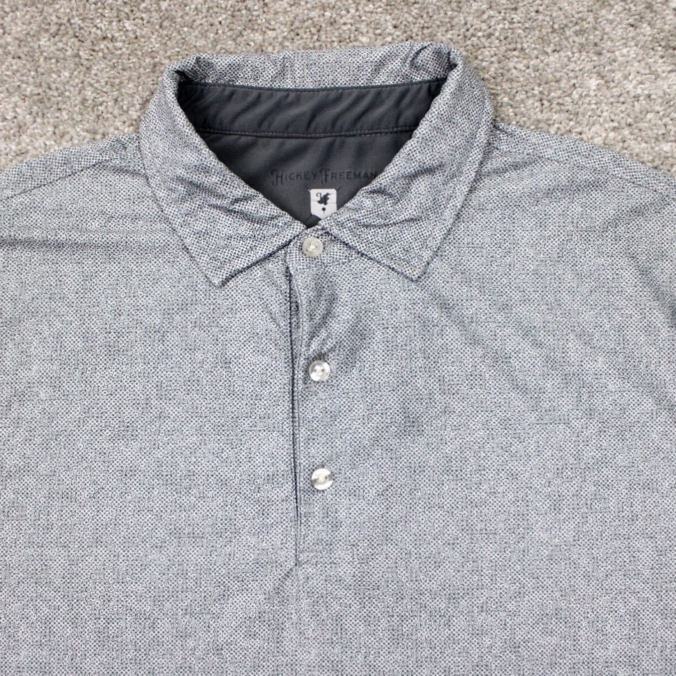 Vintage Hickey Freeman Polo Shirt Mens M Gray Geometric Short Sleeve Stretch S/S Pullover Golf Casual Size US M / EU 48-50 / 2 - 5 Thumbnail
