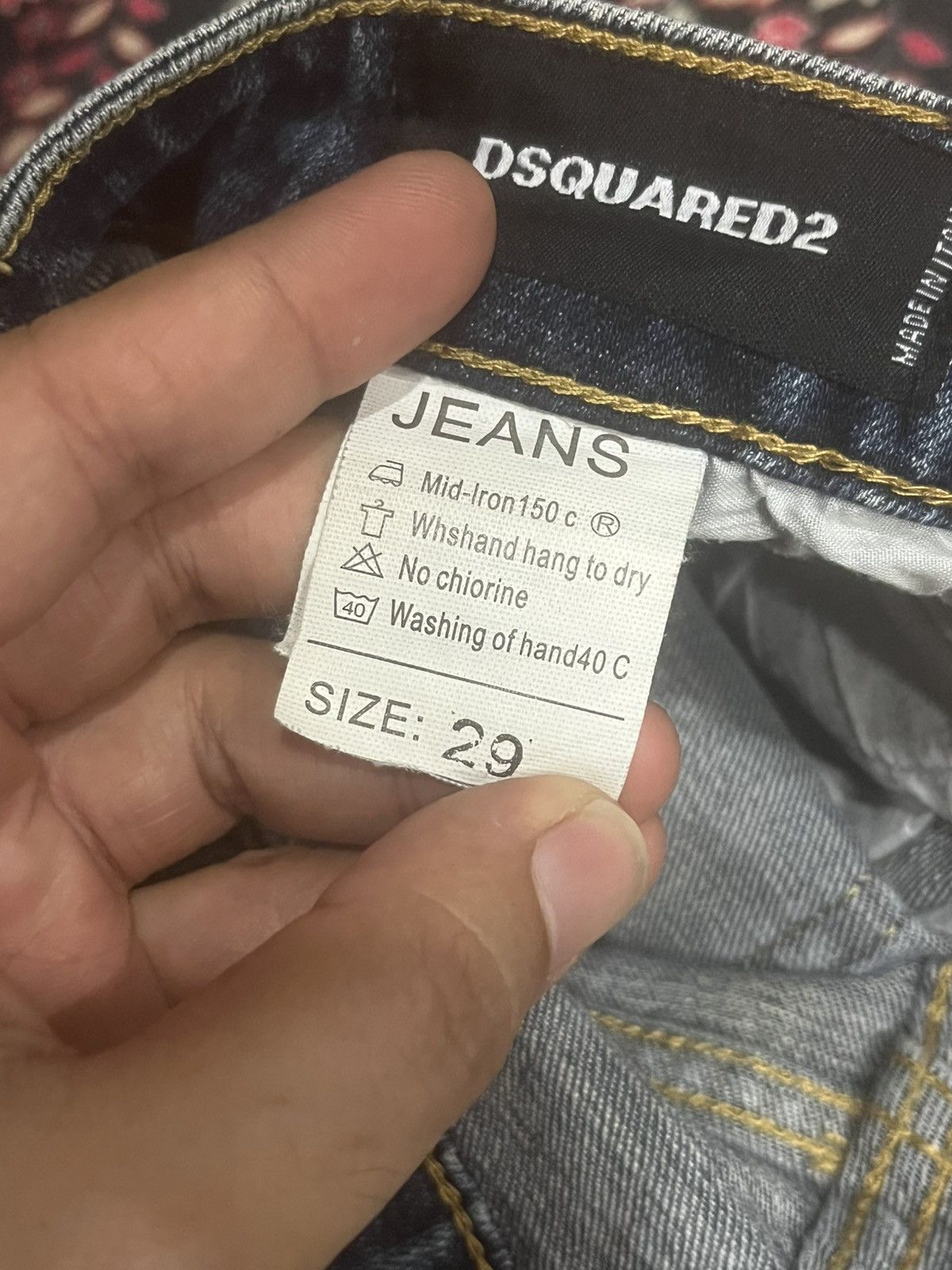 Dsquared2 Dsquared2 Blue Denim Slim Fit Paint Splatter Distressed Jean Size US 29 - 21 Thumbnail