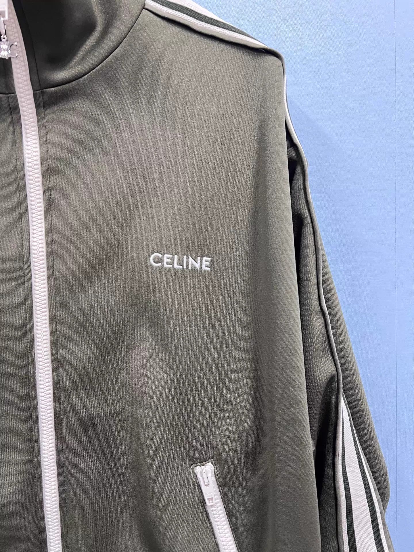 Celine Celine Khaki Green Triumph Mini Logo Zip Jacket Size S Size S / US 4 / IT 40 - 3 Thumbnail