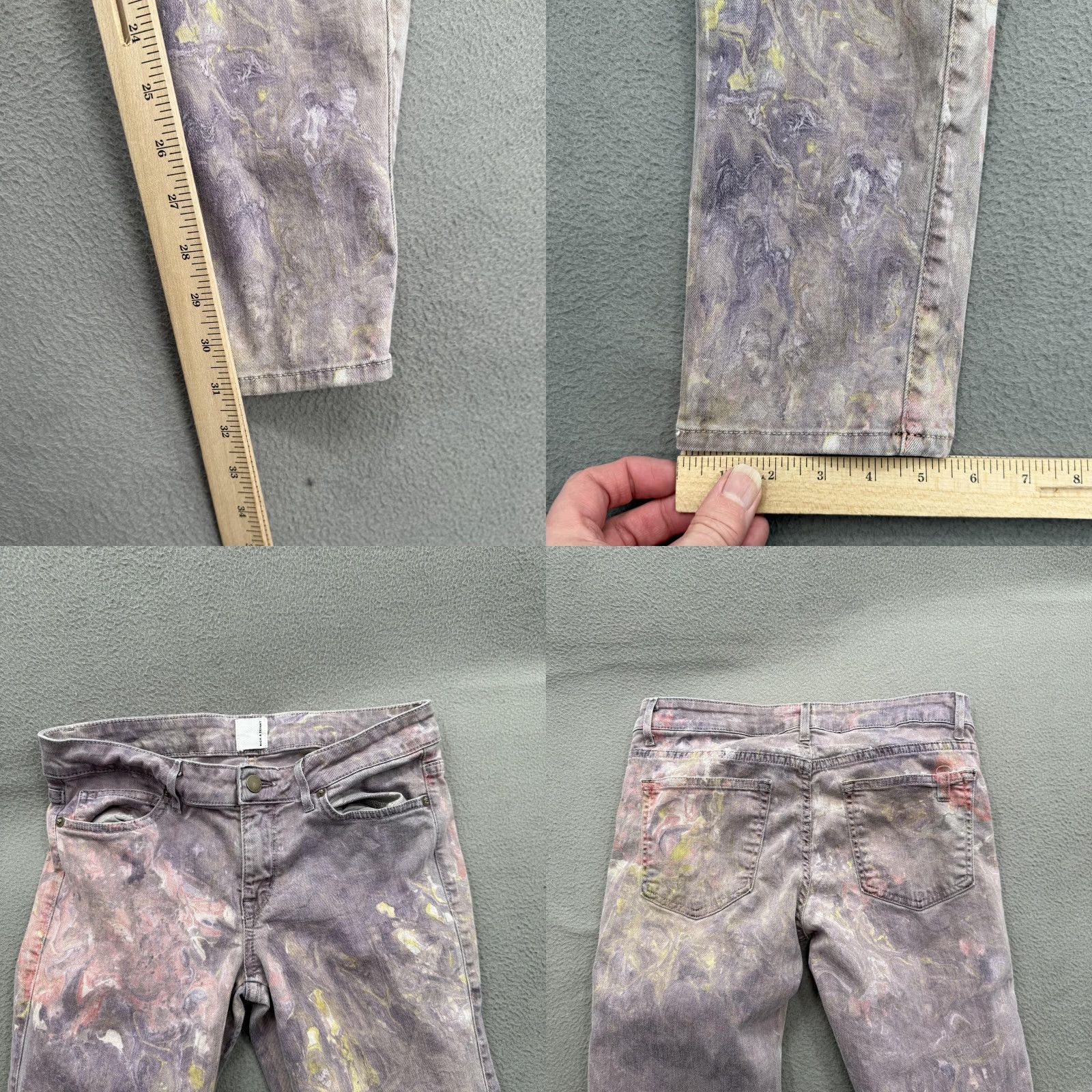 Denime Rich & Skinny Jeans Womens 29 Gray Marble Wash Low Rise Straight Stretch Denim Size 29" - 8 Thumbnail