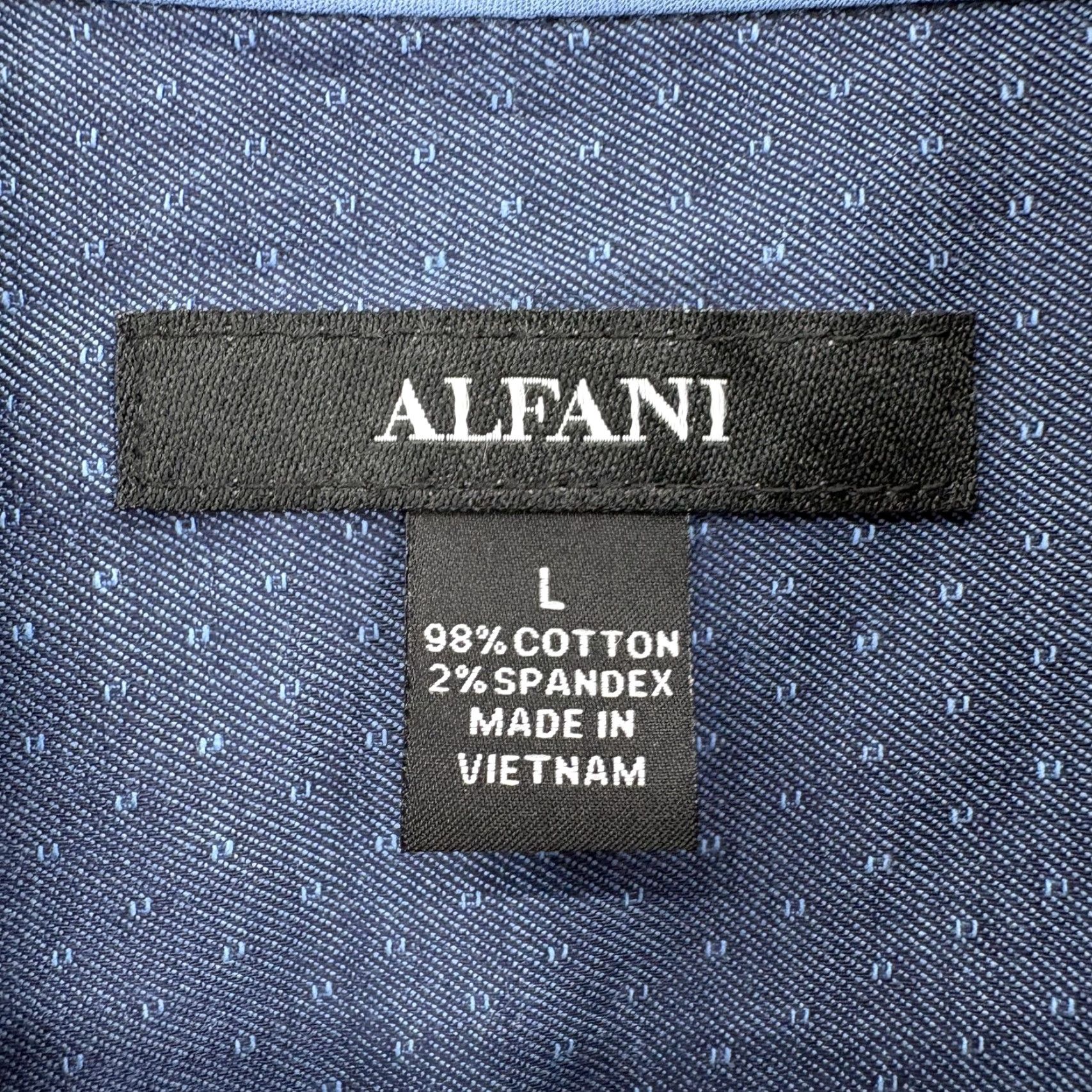 Alfani Alfani Dress Shirt Mens Large Moonlight Blue Stretch Long Sleeve Business NWT Size 42R - 4 Thumbnail