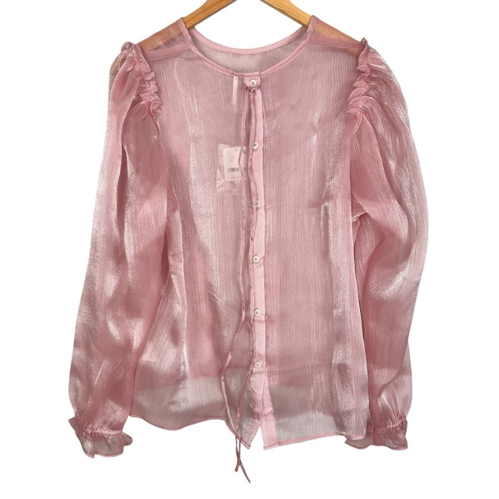 Free People NWT Free People Freya Frost Long Sleeve Sheer Blouse Large Size L / US 10 / IT 46 - 4 Thumbnail