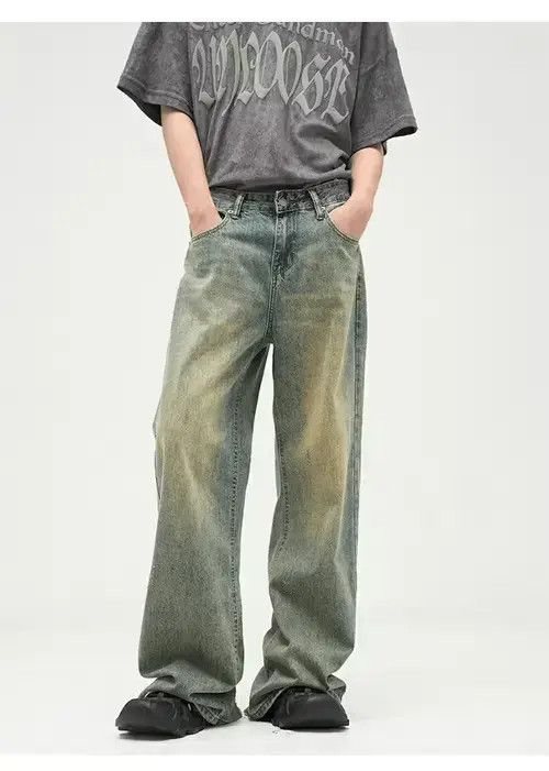 Jean Faded blue faded bootcut flared grunge damaged jeans Size US 32 / EU 48 - 3 Thumbnail
