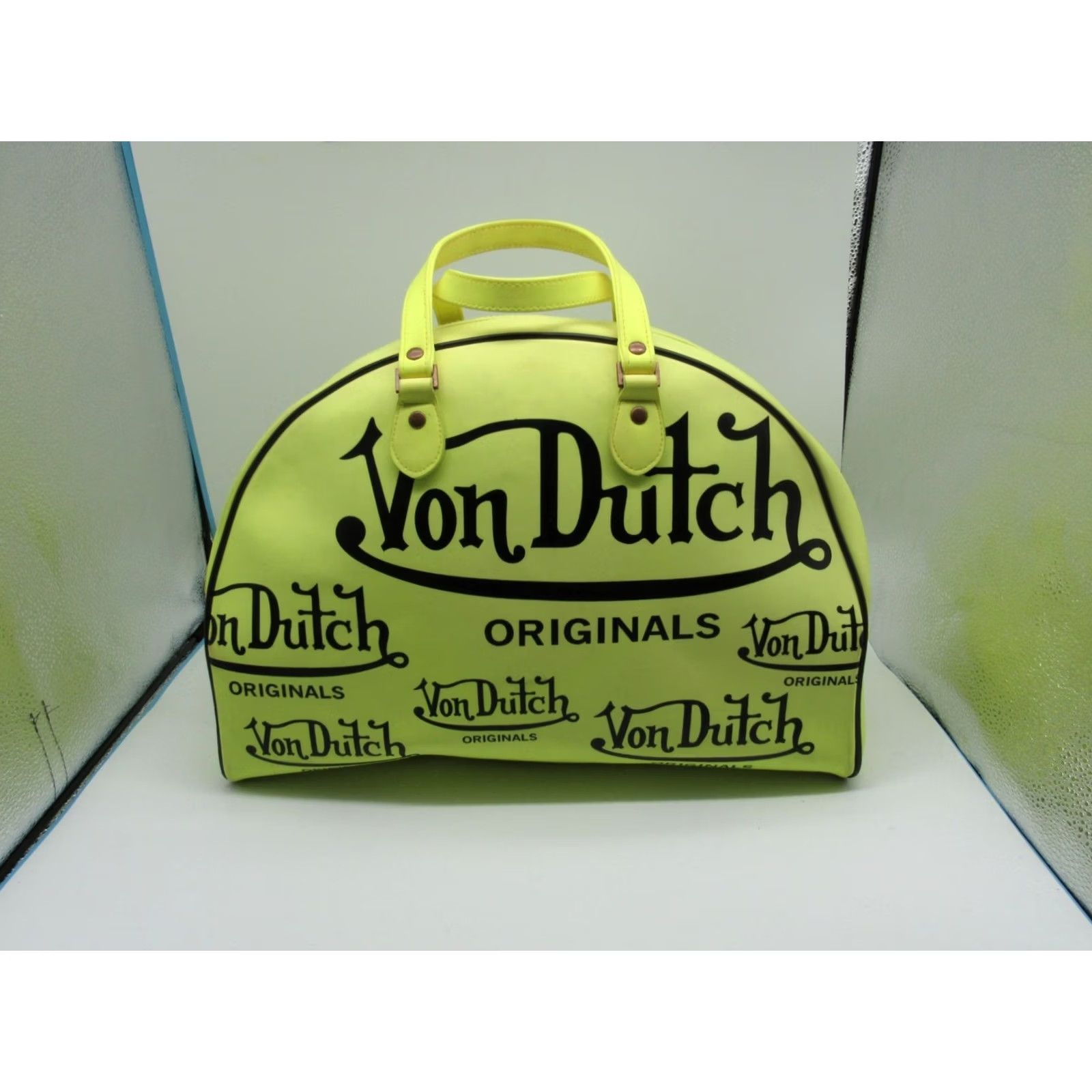 Von Dutch VINTAGE Von Dutch Hand Bag Yellow Satchel/Top Handle Bag Bowling 80s Designer Womens Mini Bag Size ONE SIZE - 3 Thumbnail