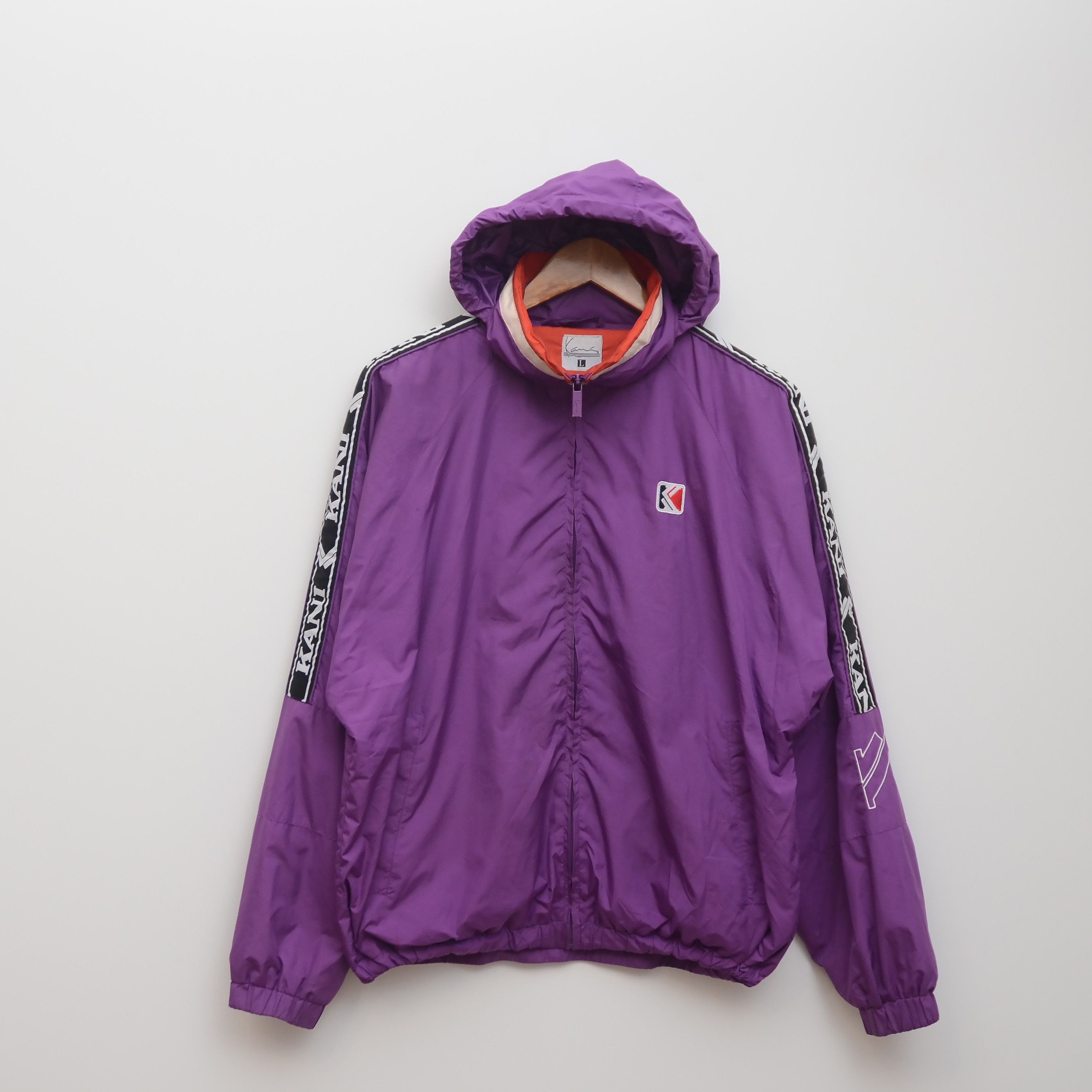 Karl Kani Karl Kani Retro Tape Track Jacket Big Logo Hooded Zip Vintag Size US L / EU 52-54 / 3 - 1 Thumbnail