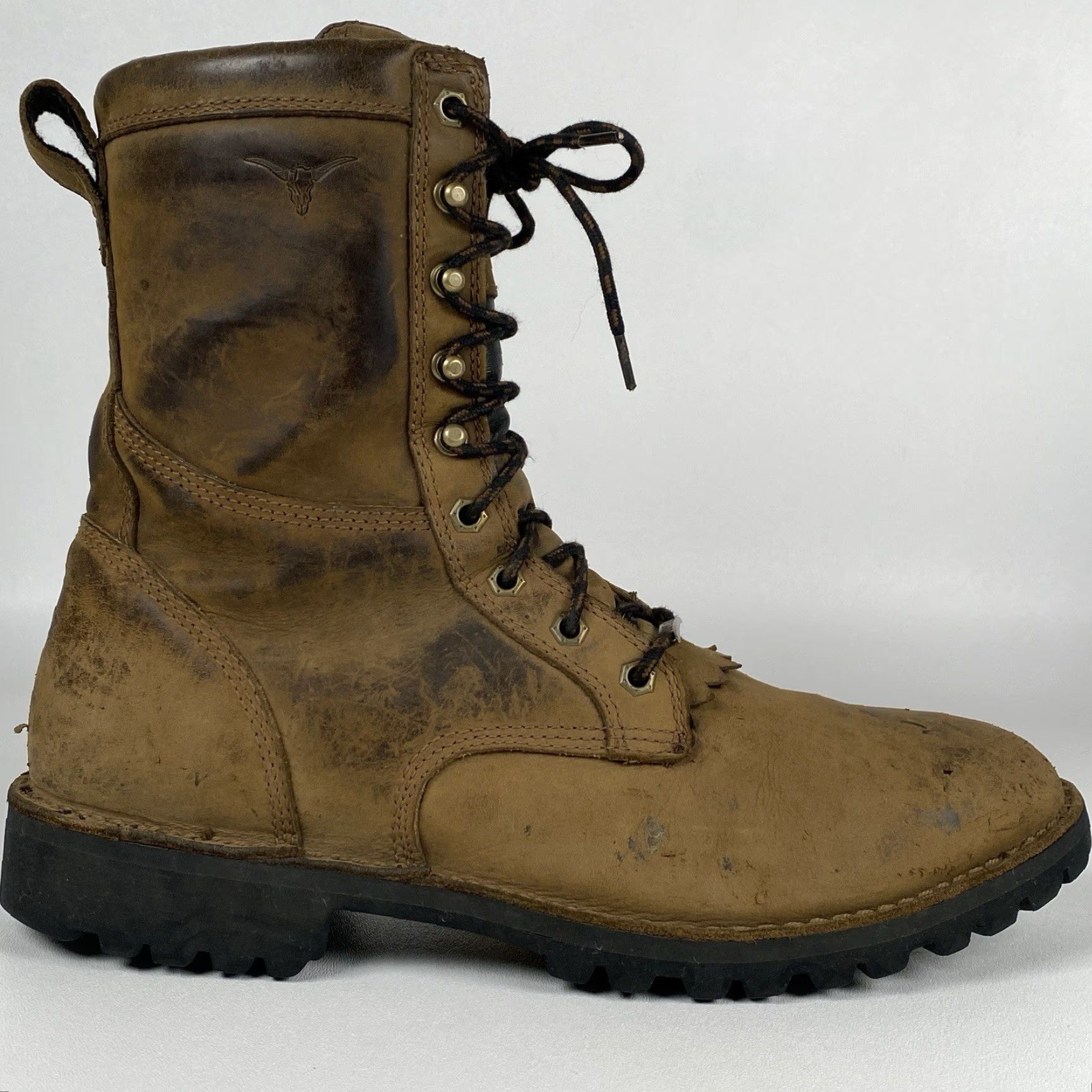 Danner Longhorn Roper GTX St Brown Leather Work Boots Mens 10.5D Leather Upper Cowboy Combat Boots USA Men’s Size 10.5 Brown D Width