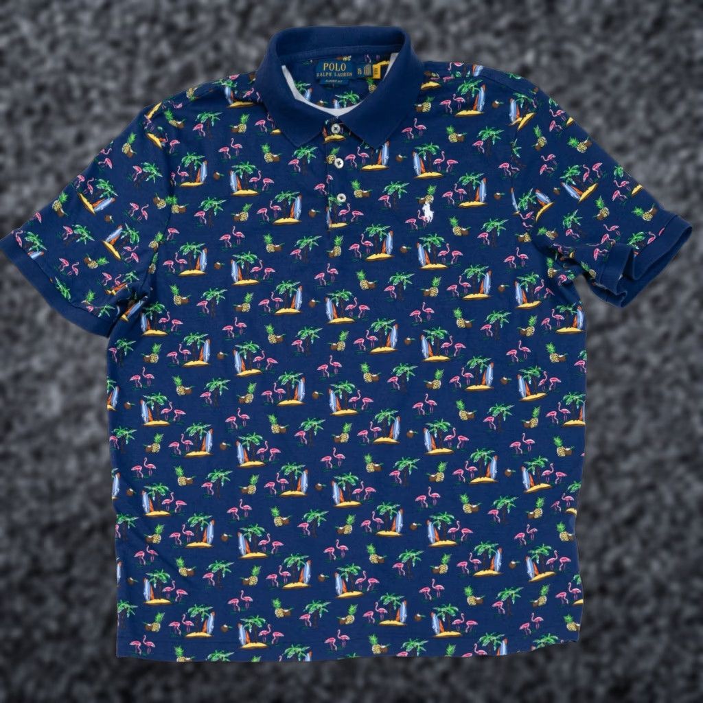 Polo Ralph Lauren Polo Ralph Lauren Shirt Short Sleeve Mens XL Navy Blue Flamingo Logo Button-Front Casual Size US XL / EU 56 / 4 - 1 Thumbnail