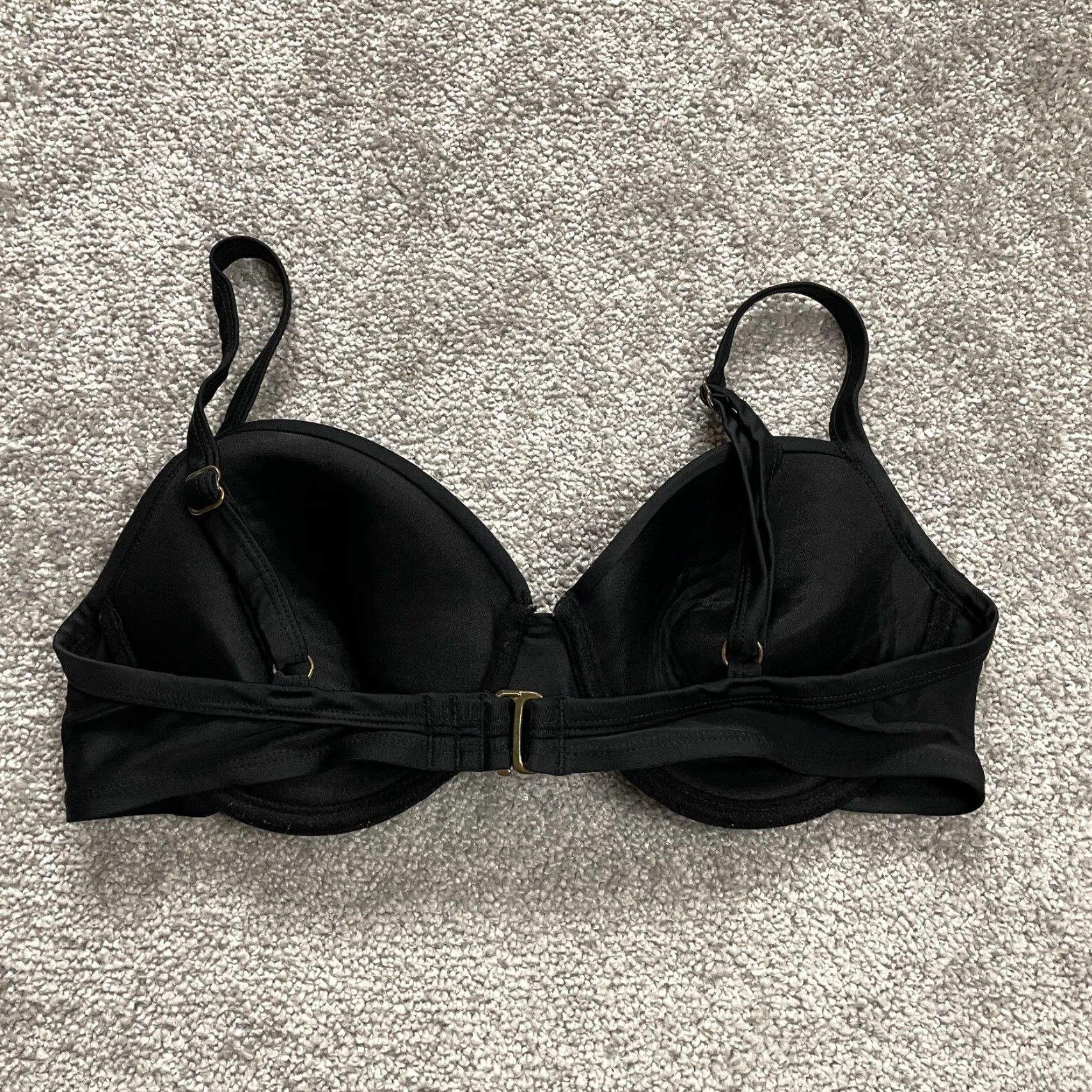 Merona VINTAGE Merona Bikini Top Womens Medium Black Spaghetti Strap Summer Beach Swimsuit Women Size M / US 6-8 / IT 42-44 - 2 Thumbnail