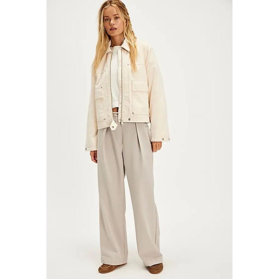 Free People NWT Tyler Menswear Tailored Wide-Leg Trousers $128 Small Size 28" / US 6 / IT 42 - 1 Thumbnail