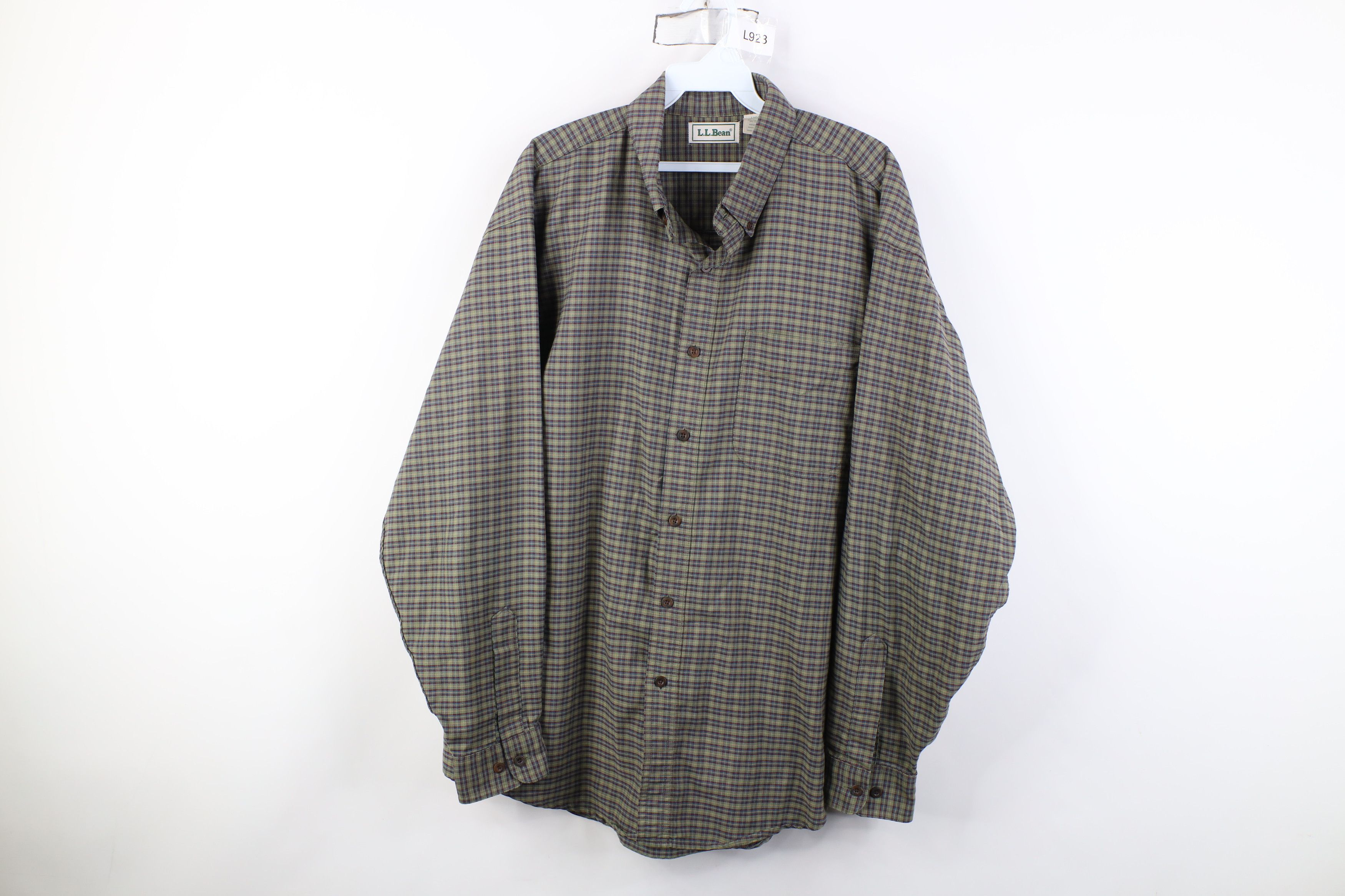 L.L. Bean Vintage 90s LL Bean Button Down Shirt Green Plaid USA Size US L / EU 52-54 / 3 - 1 Thumbnail