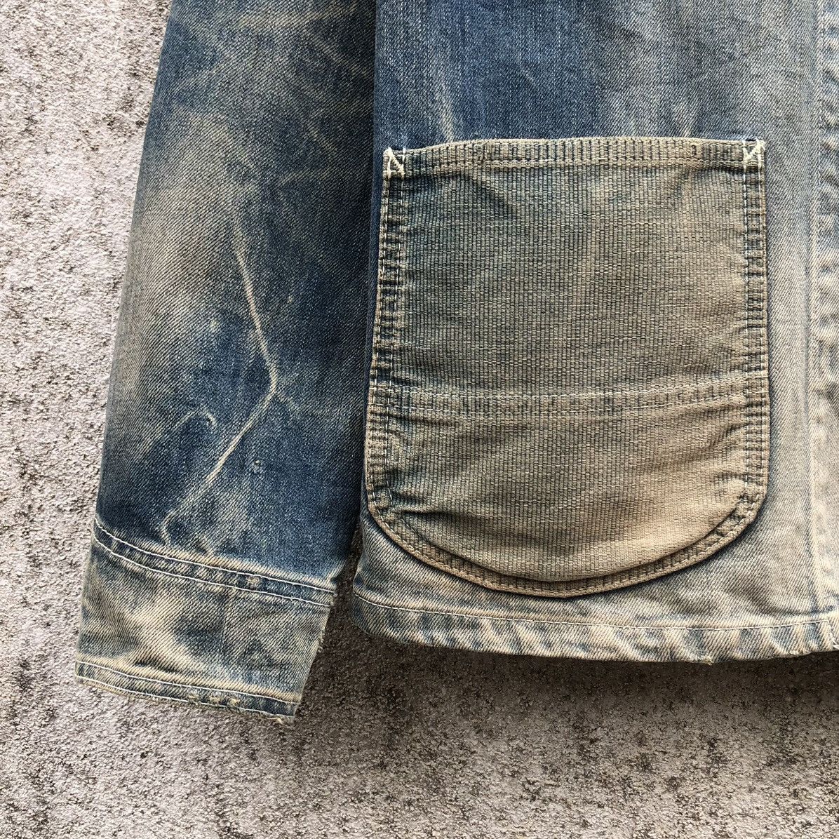 Japanese Brand Fundamental Agreement Denim Distressing Patched Chore Jacket Size US XL / EU 56 / 4 - 9 Thumbnail
