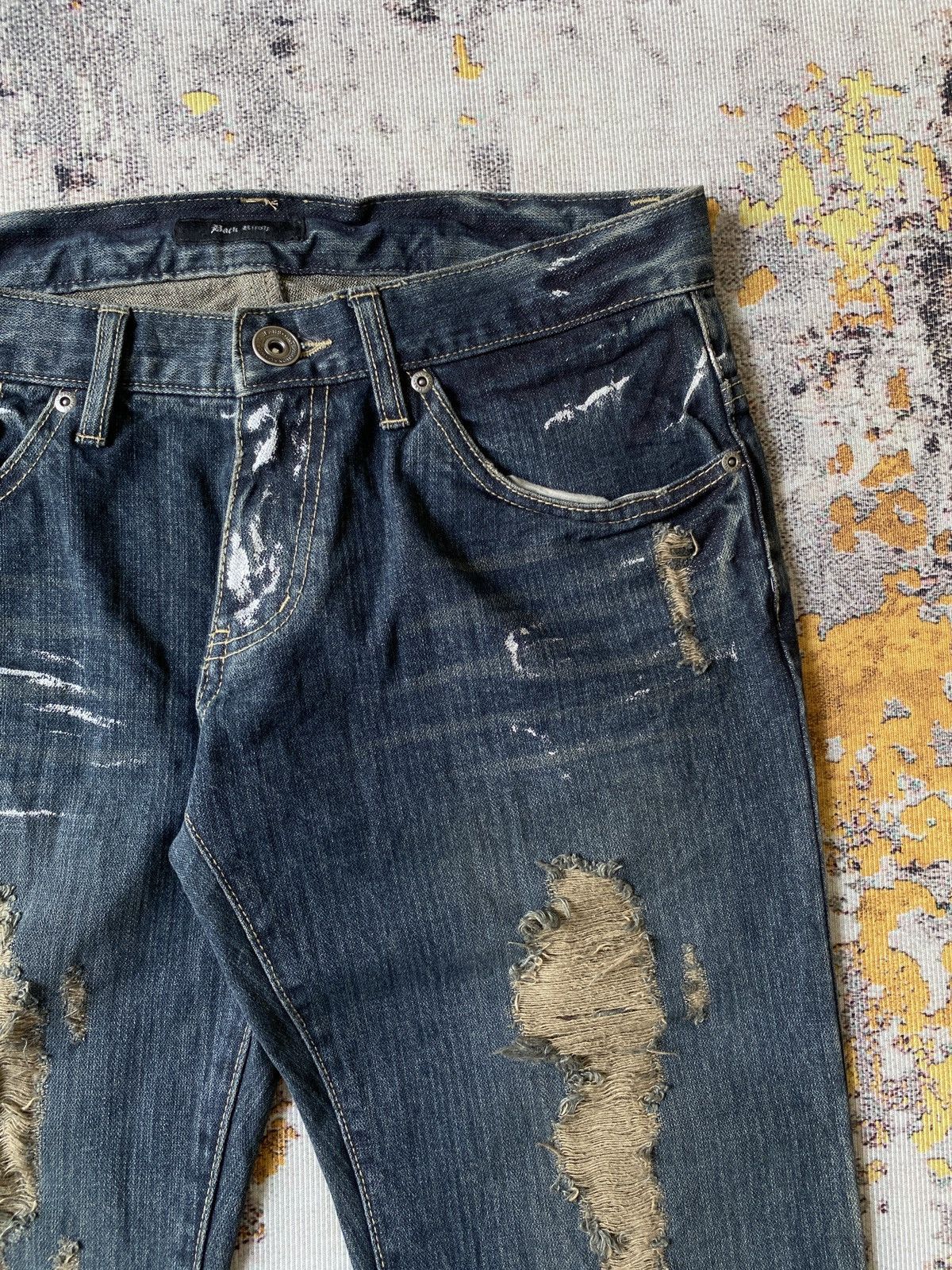 Japanese Brand Back Rush Distressed Splatter Design Flare Denim Size US 32 / EU 48 - 9 Thumbnail