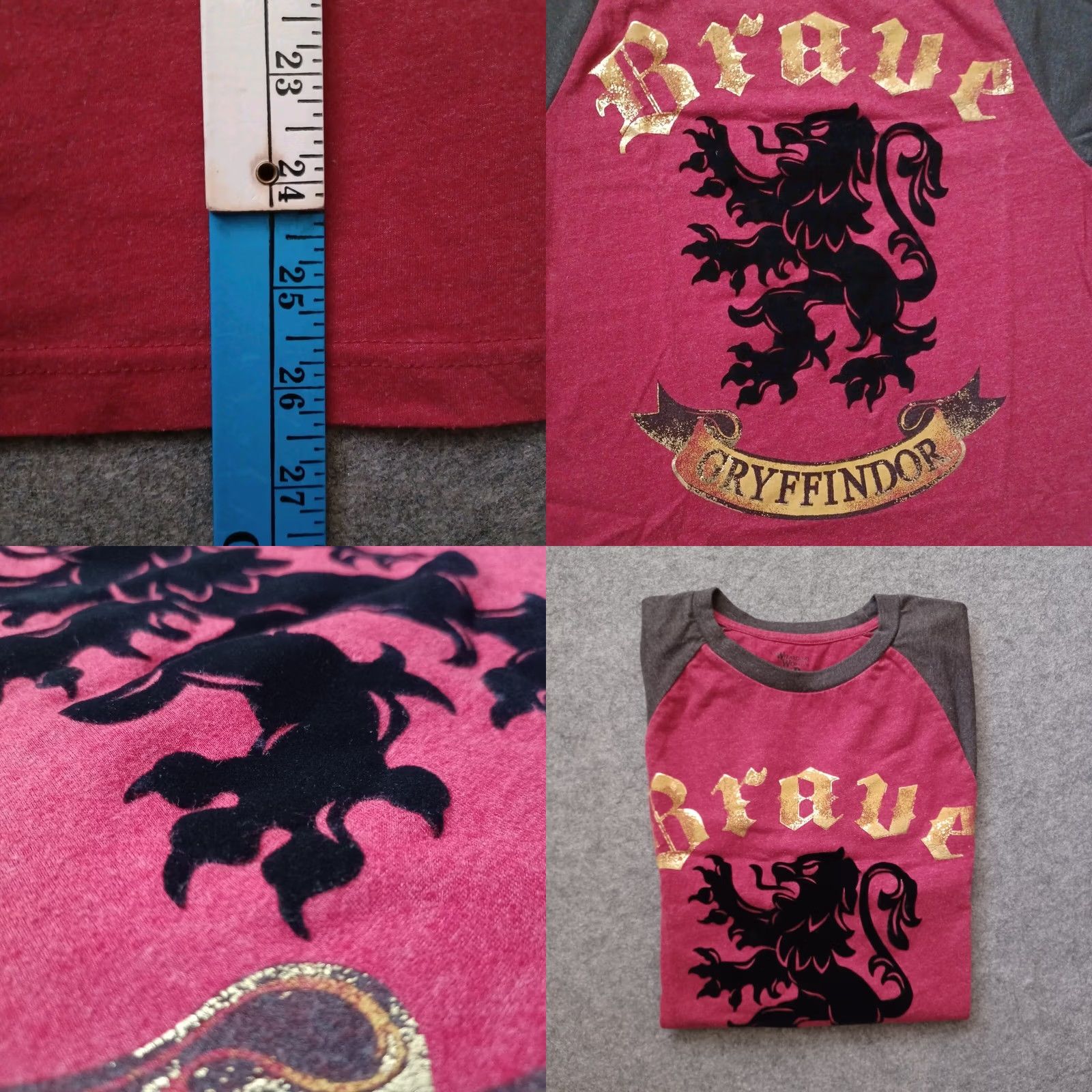 Vintage Harry Potter T Shirt Mens S Red Two Tone Raglan Sleeve Gryffindor Logo Crew Neck Short Sleeve Shirt Size US S / EU 44-46 / 1 - 8 Thumbnail