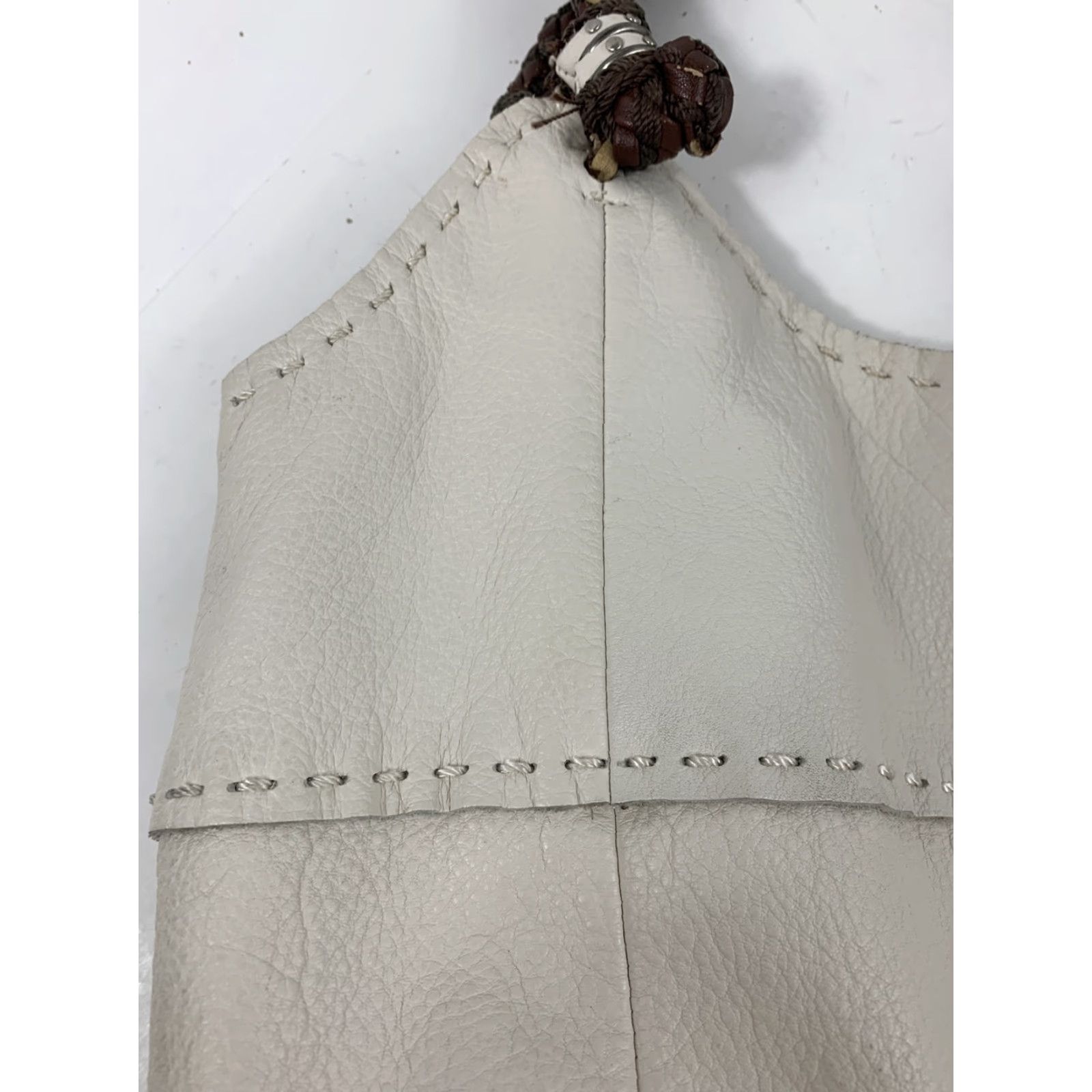 The Sak VINTAGE THE SAK White pebbled leather hobo shoulder bag - braided strap boho tote Size ONE SIZE - 5 Thumbnail
