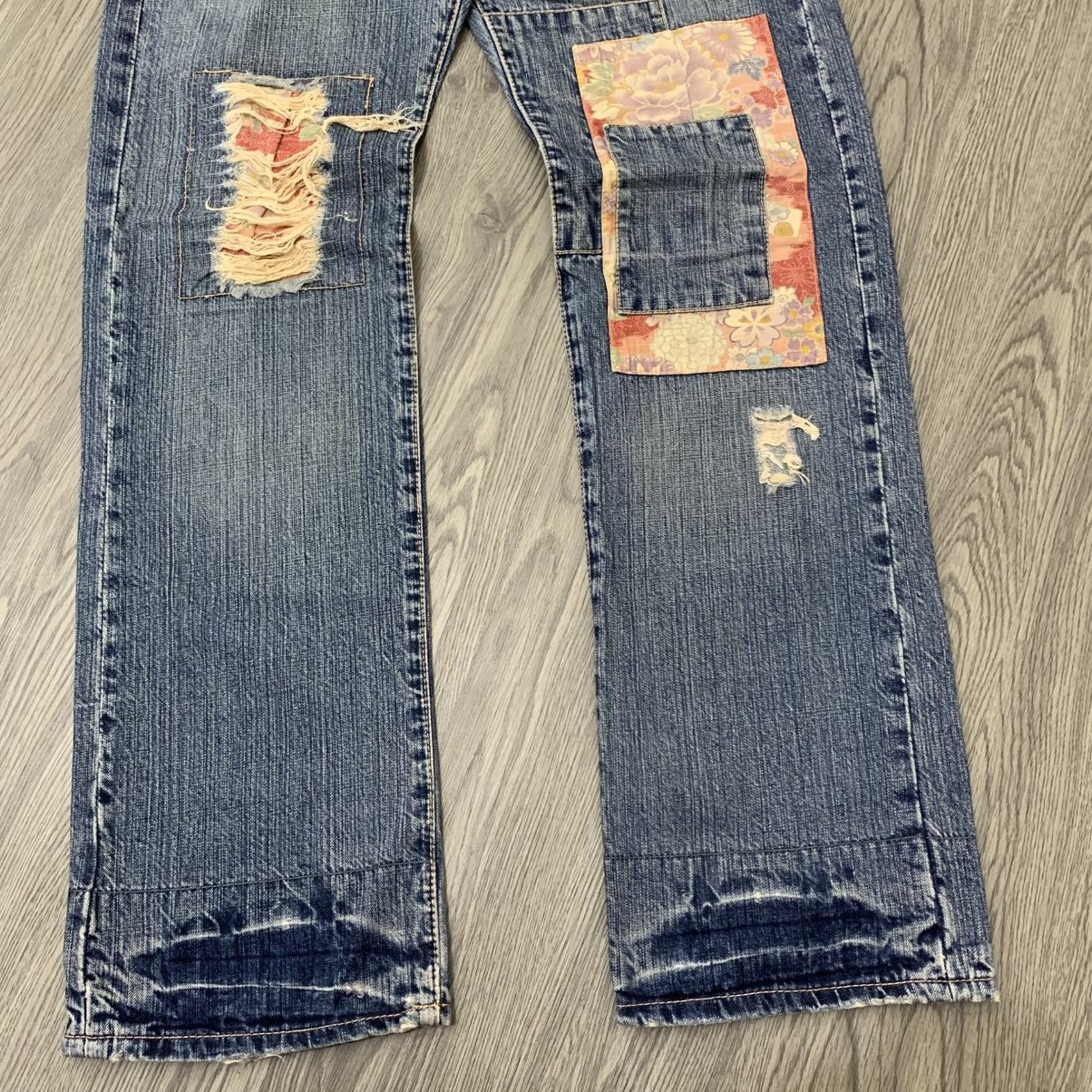 Takeo Kikuchi 🇯🇵Vintage'90s TAKEO KIKUCHI Distressed Patchwork Pant🇯🇵 Size US 35 - 4 Thumbnail