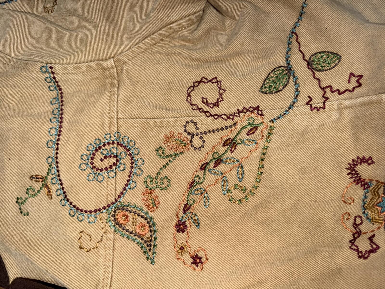 Denim & Co. Tan Embroidered Denim&Co Women’s Jacket Size XL / US 12-14 / IT 48-50 - 6 Thumbnail