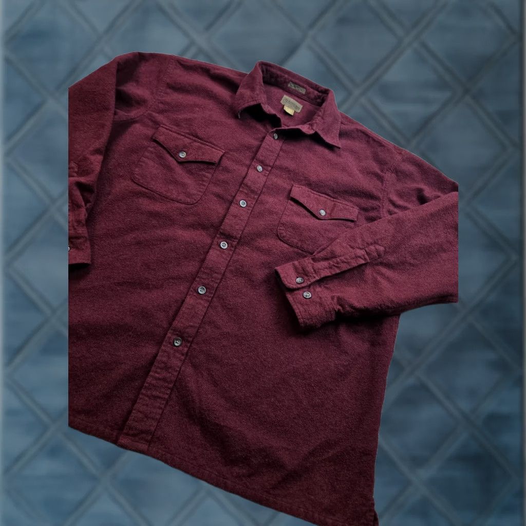 Vintage St Johns Bay Shirt Mens XL Burgundy Flannel Button-Up Long Sleeve Pocket Reg Size US XL / EU 56 / 4 - 1 Thumbnail