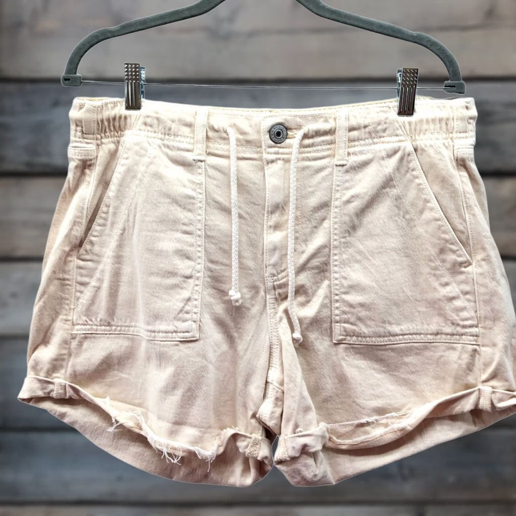 American Eagle Outfitters American Eagle Shorts Womens 10 Stretch Beige Roll Cuff Drawstring High Tomgirl Size 32" / US 10 / IT 46 - 1 Thumbnail