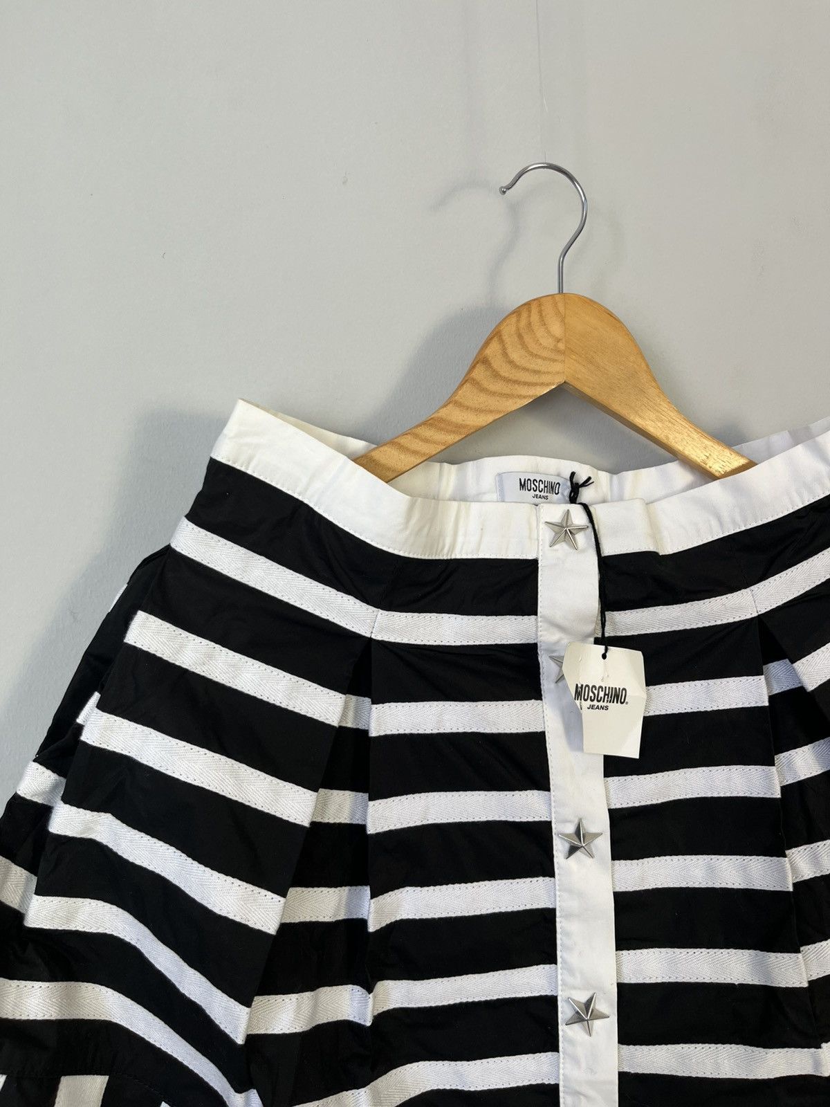Moschino Moschino Luxury Striped Star Button Cotton Skirt Size 28" / US 6 / IT 42 - 2 Thumbnail