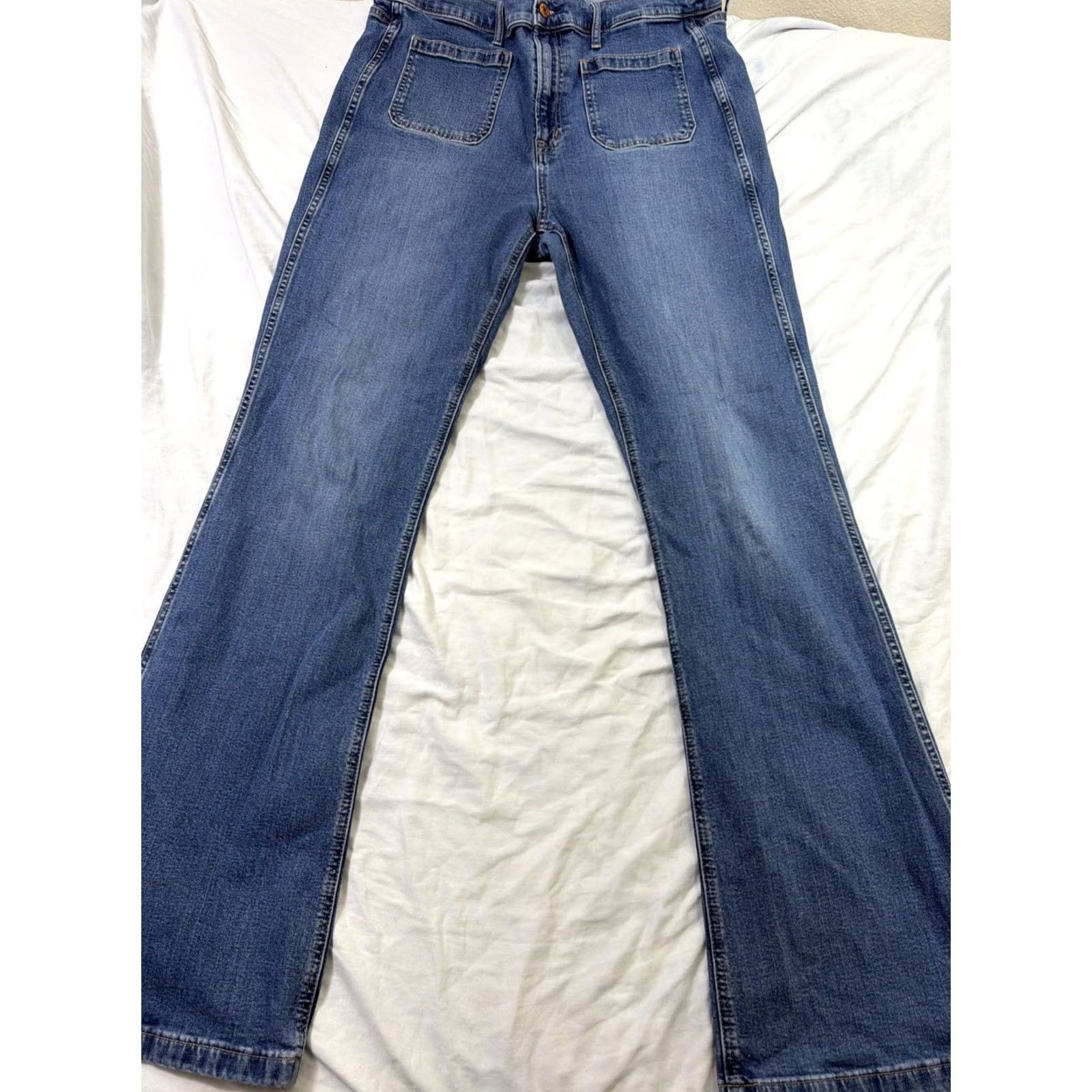 Gap Gap Jeans Flared High Rise 18 Tall Medium Wash Blue Womens Size 40" / US 18 - 2 Thumbnail