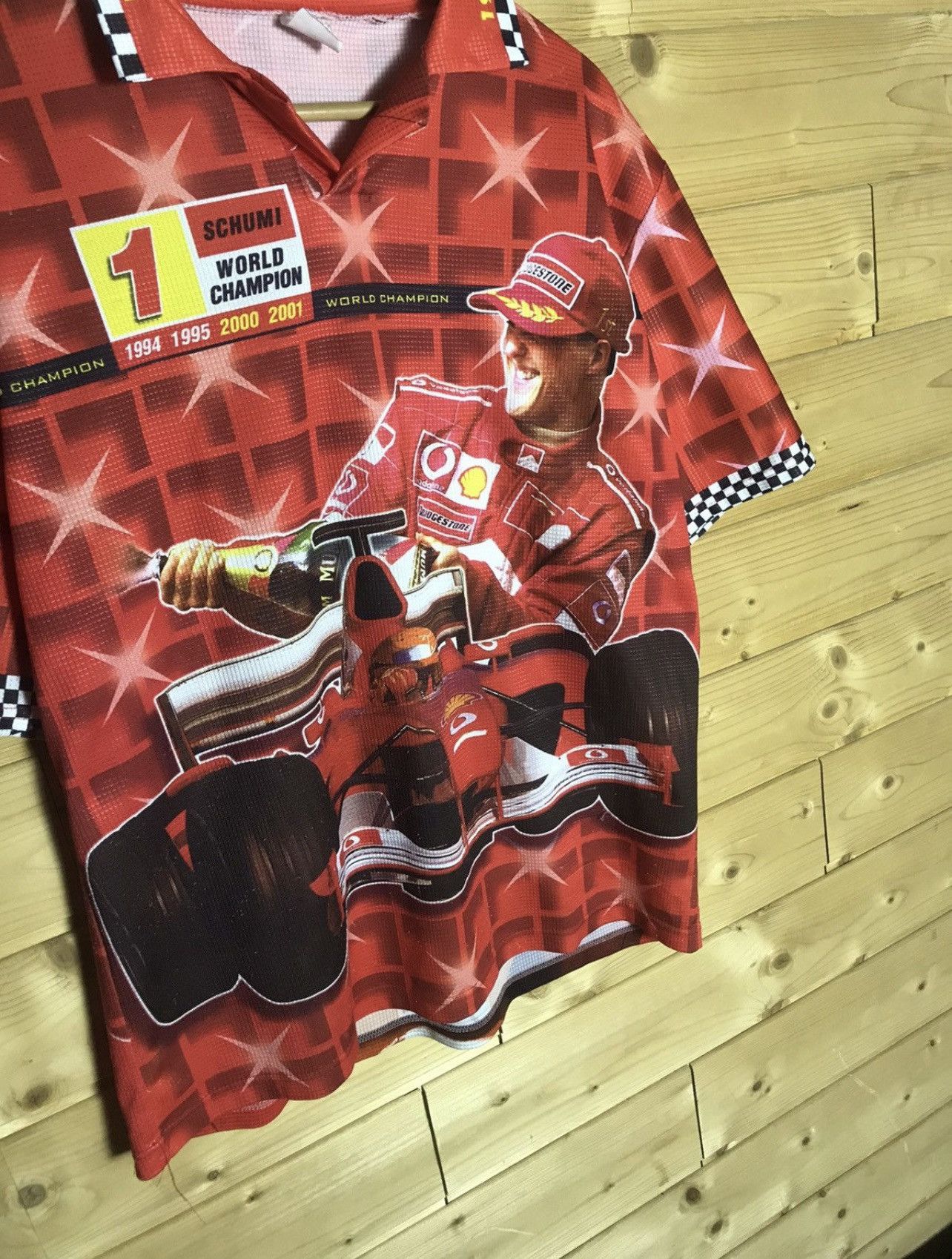 Formula 1 Rare Vintage Ferrari Schumacher Schumi over print t shirt Size US L / EU 52-54 / 3 - 3 Thumbnail