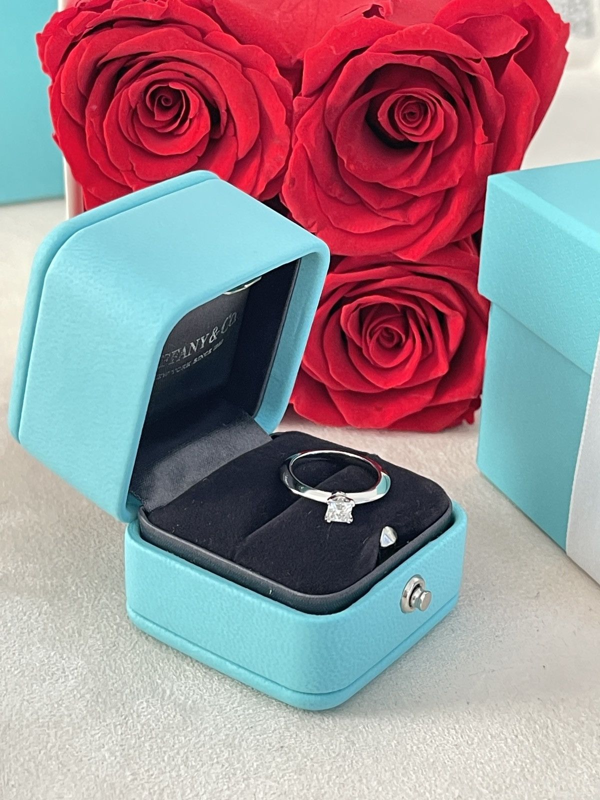 Tiffany & Co. Tiffany & Co. Platinum .31 Princess Cut Diamond Ring 4 $2880 Size ONE SIZE - 5 Thumbnail