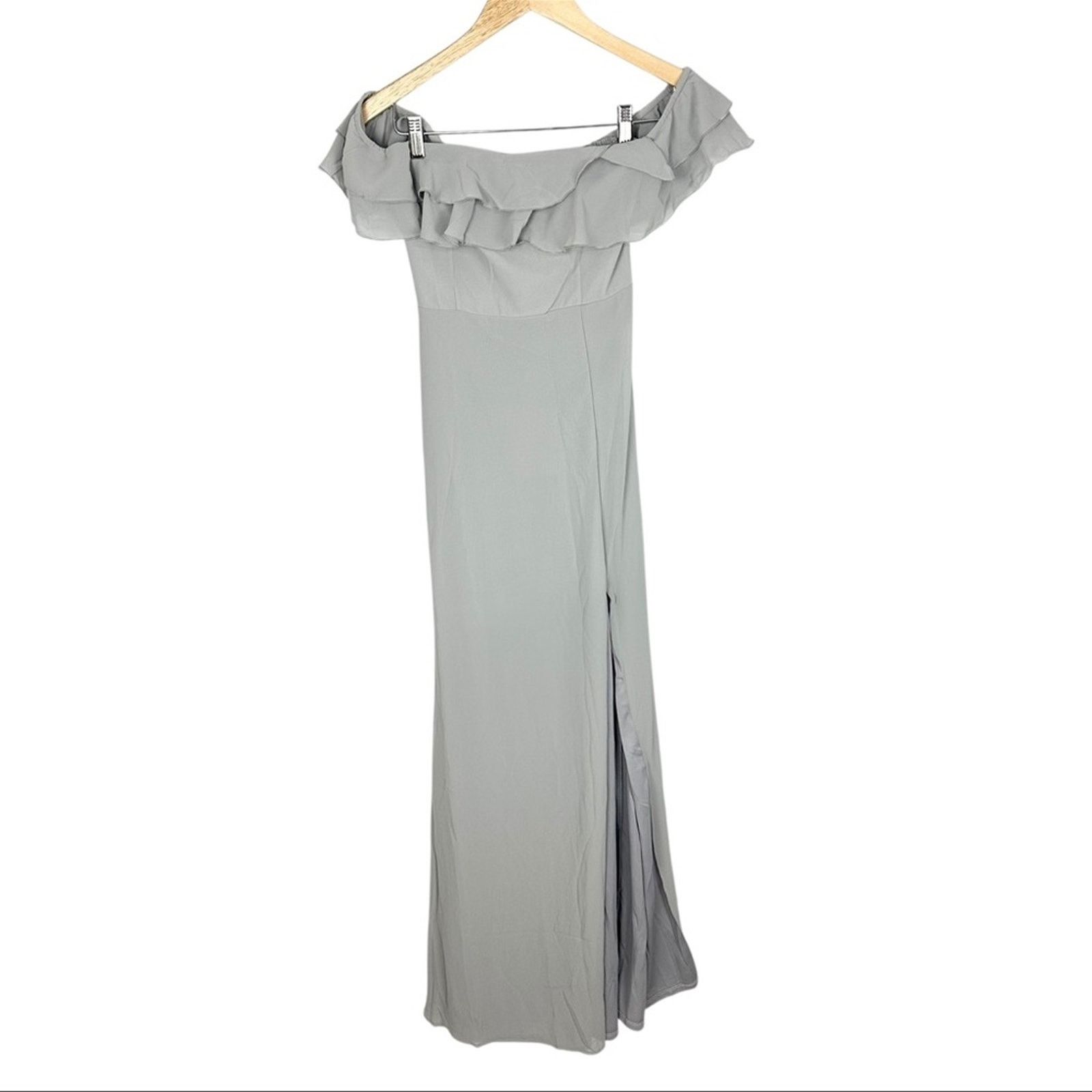 Show Me Your MuMu Show Me Your Mumu Emma Ruffle Maxi Dove Gray Sz Bridesmaid M Size M / US 6-8 / IT 42-44 - 2 Thumbnail