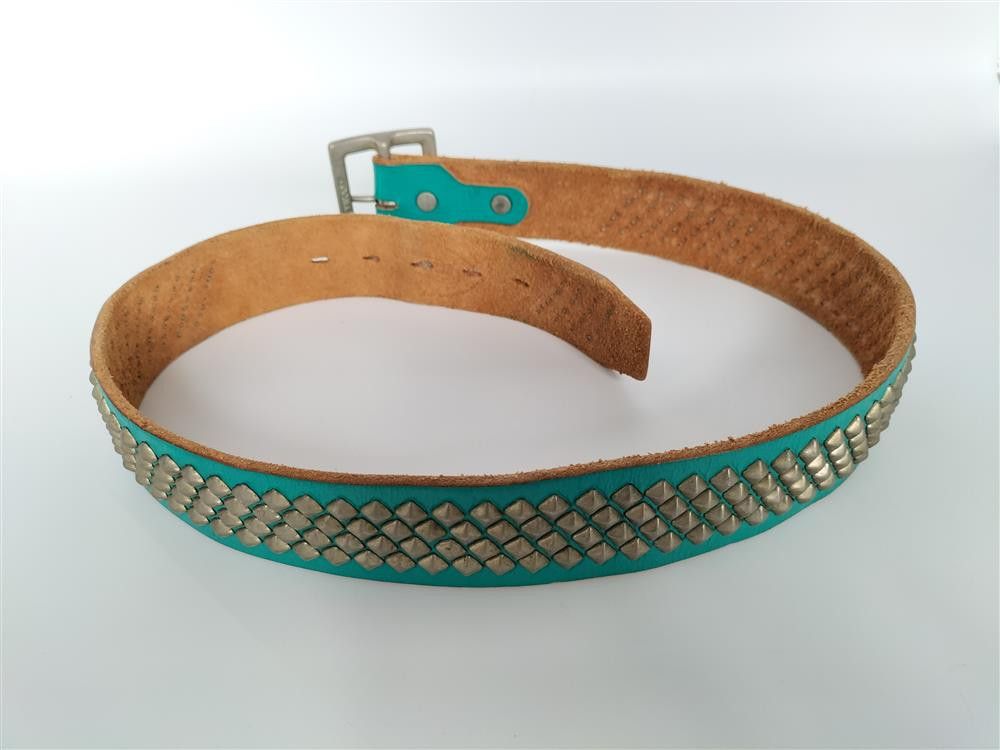 Hollywood Trading Company HTC HOLLYWOOD TRADING COMPANY STUDDED BELT TIFFANY BLUE 32 Size 32 - 3 Thumbnail