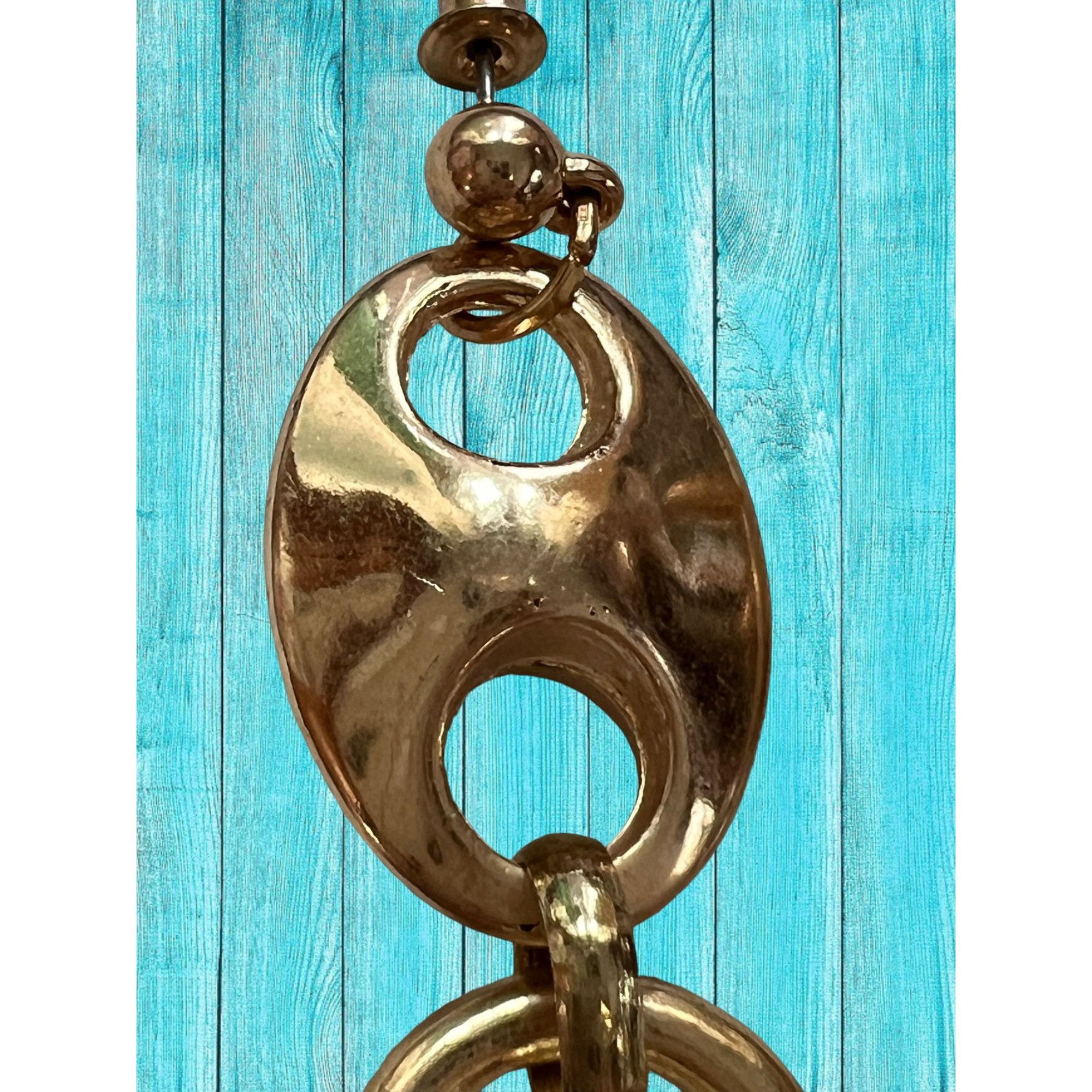 Other Gold Tone Link Dangle Earrings Crystals Pierced 3" long Grad Size ONE SIZE - 3 Thumbnail