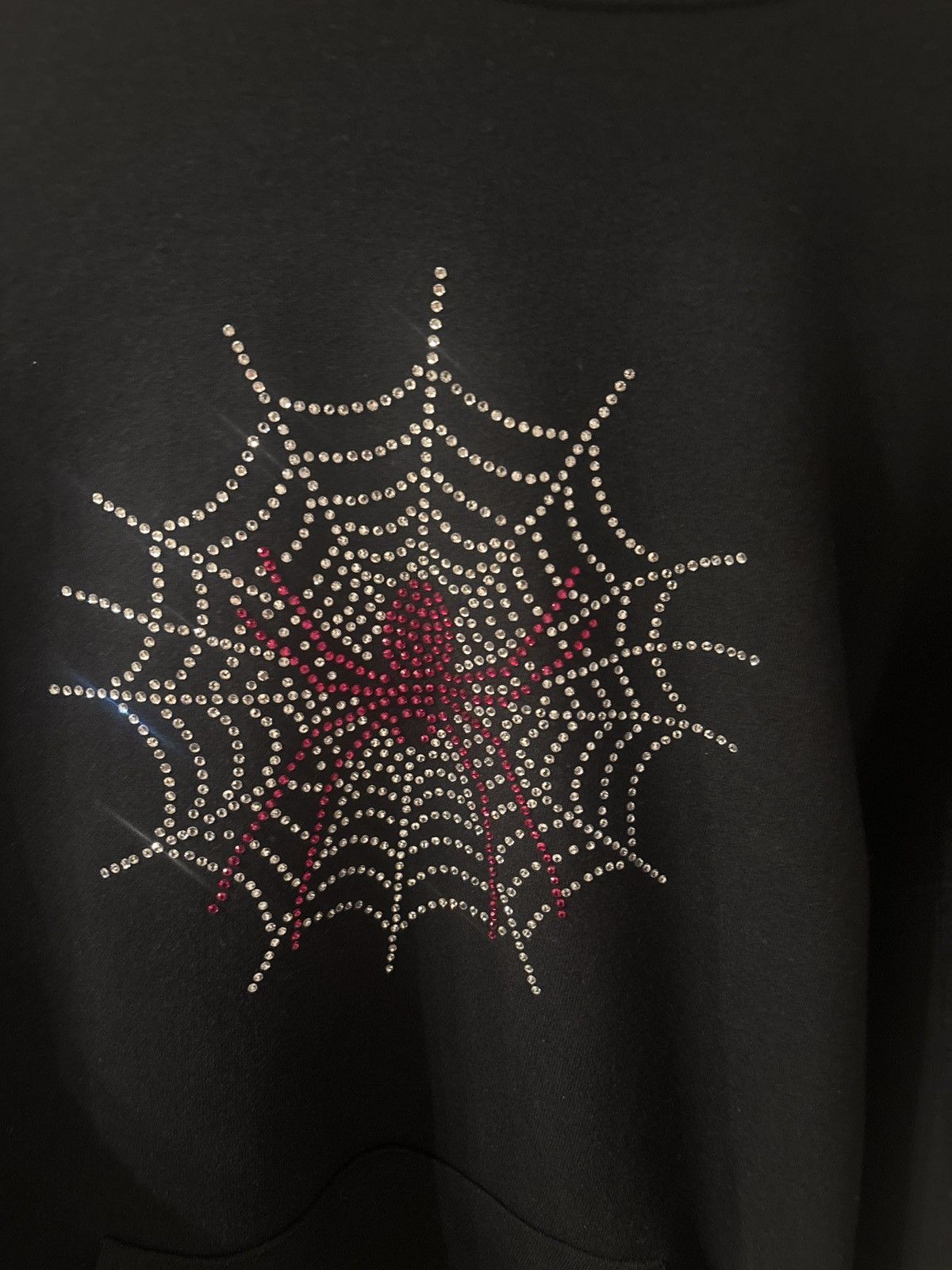 Vintage Vintage Spider Web Rhinestone Hoodie Mens Size L Size US L / EU 52-54 / 3 - 2 Thumbnail