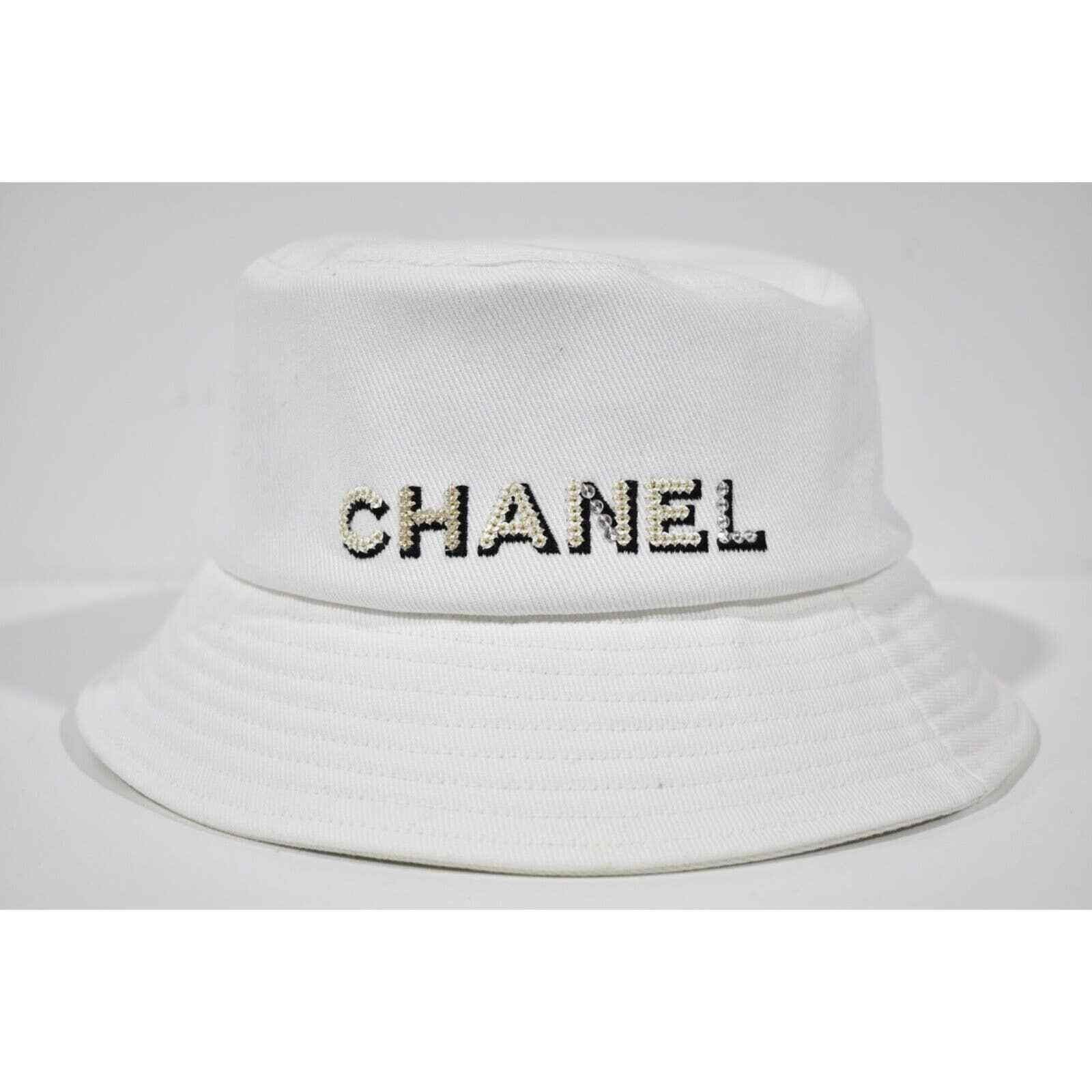 Chanel Chanel Denim Crystal Sequin Sun Cloche Bucket Hat Medium M Size ONE SIZE - 1 Thumbnail