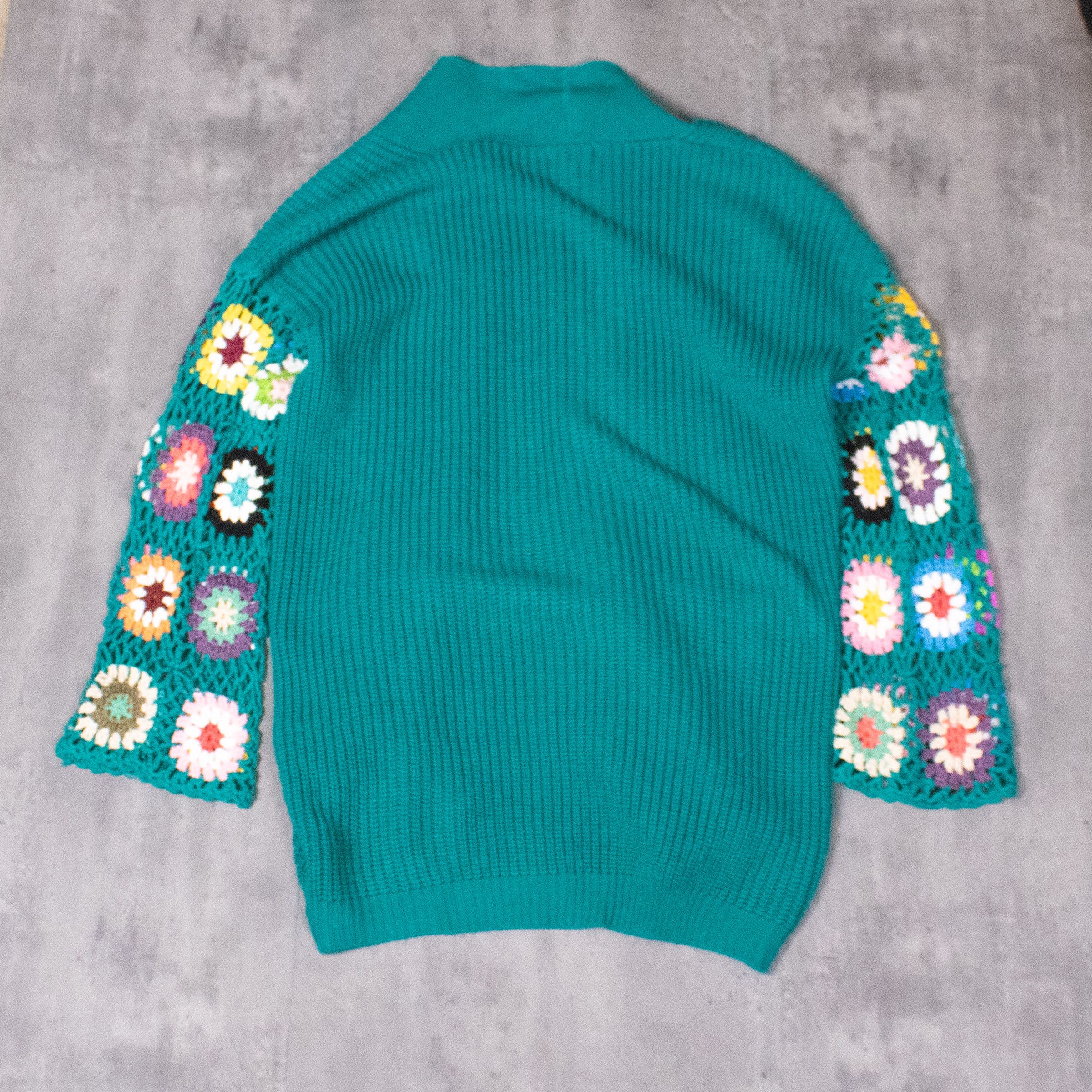 Vintage VIntage Y2K 2000's Teal Flower Corset Baggy Cardigan Shawl Size US M / EU 48-50 / 2 - 9 Thumbnail
