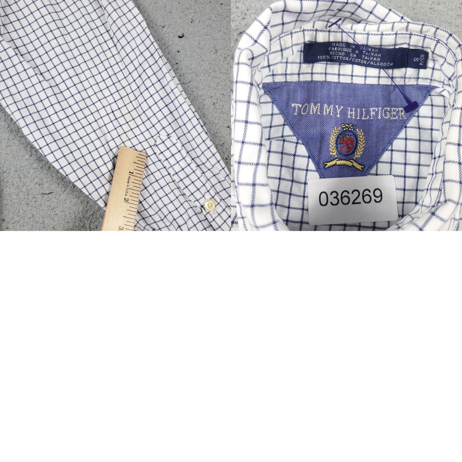 Tommy Hilfiger VINTAGE Tommy Hilfiger Shirt Mens Small White Blue Check Button Up Long Sleeve STAINED Size US S / EU 44-46 / 1 - 8 Thumbnail