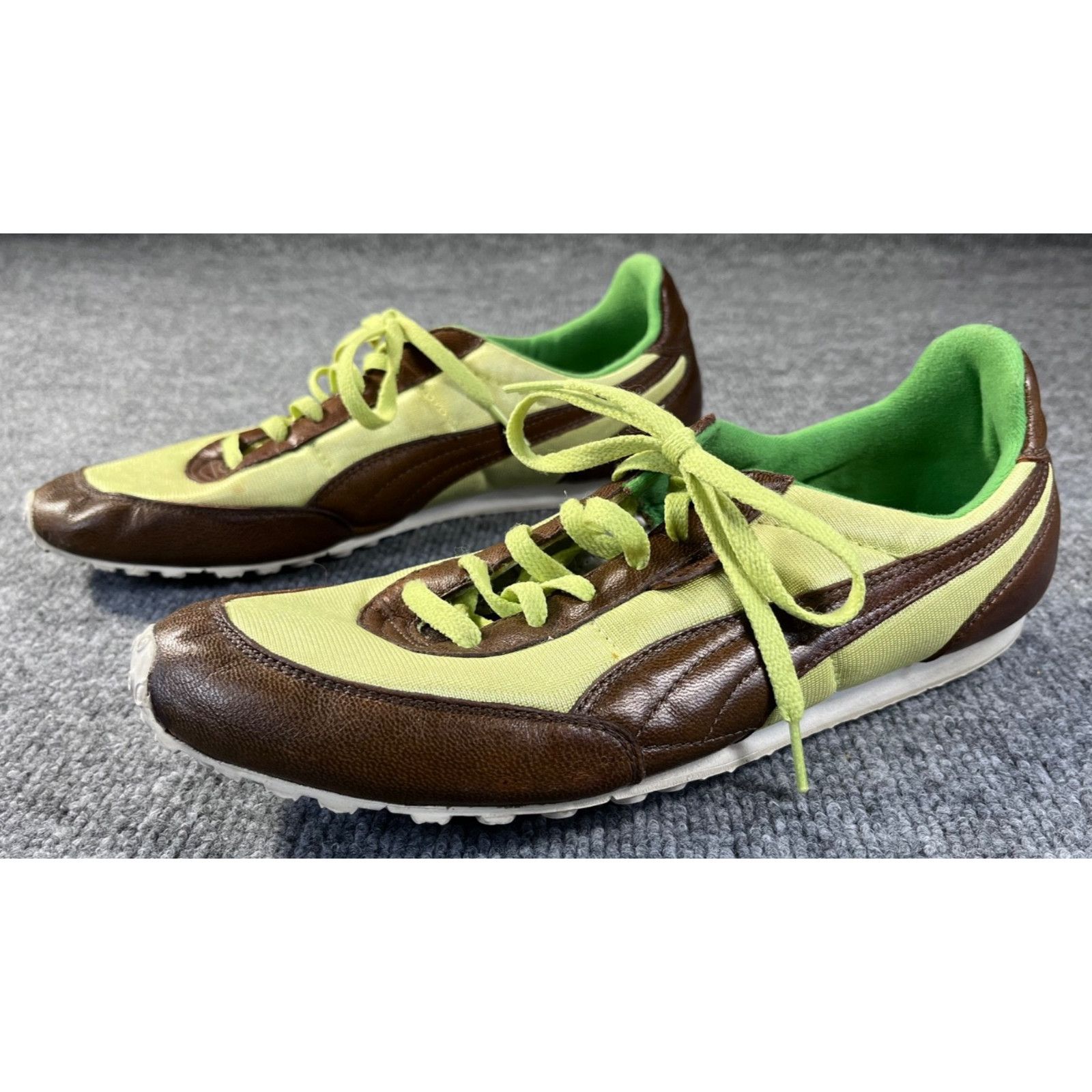 Puma Unique! VTG Puma Womens Shoes Lime Green / Brown Leather 9.5 Size US 9.5 / IT 39.5 - 2 Thumbnail