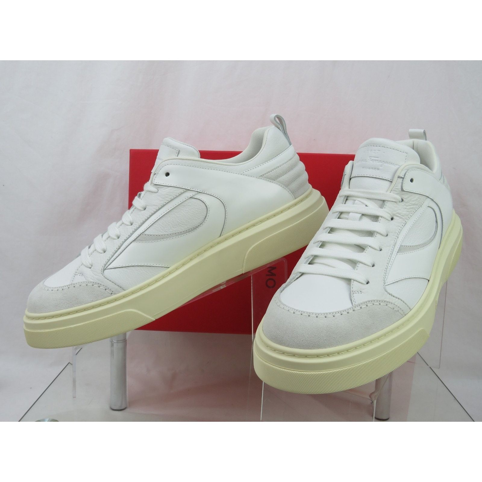 Salvatore Ferragamo FERRAGAMO CASSINA WHITE LEATHER GANCINI LOGO SNEAKERS 10.5 Size US 10.5 / EU 43-44 - 11 Thumbnail
