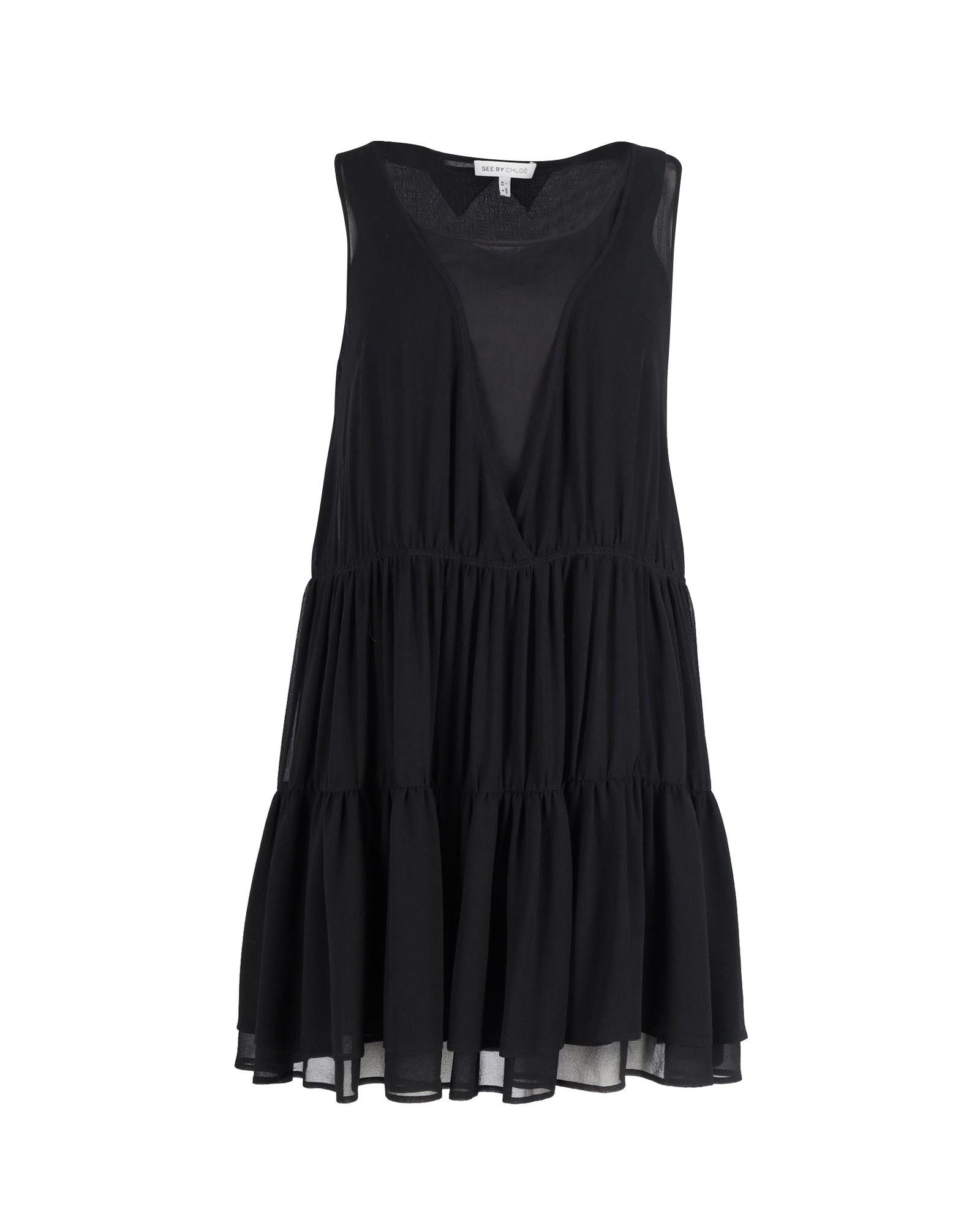 image of Chloe Silk Tiered Sleeveless Mini Dress In Black, Women's (Size Medium)